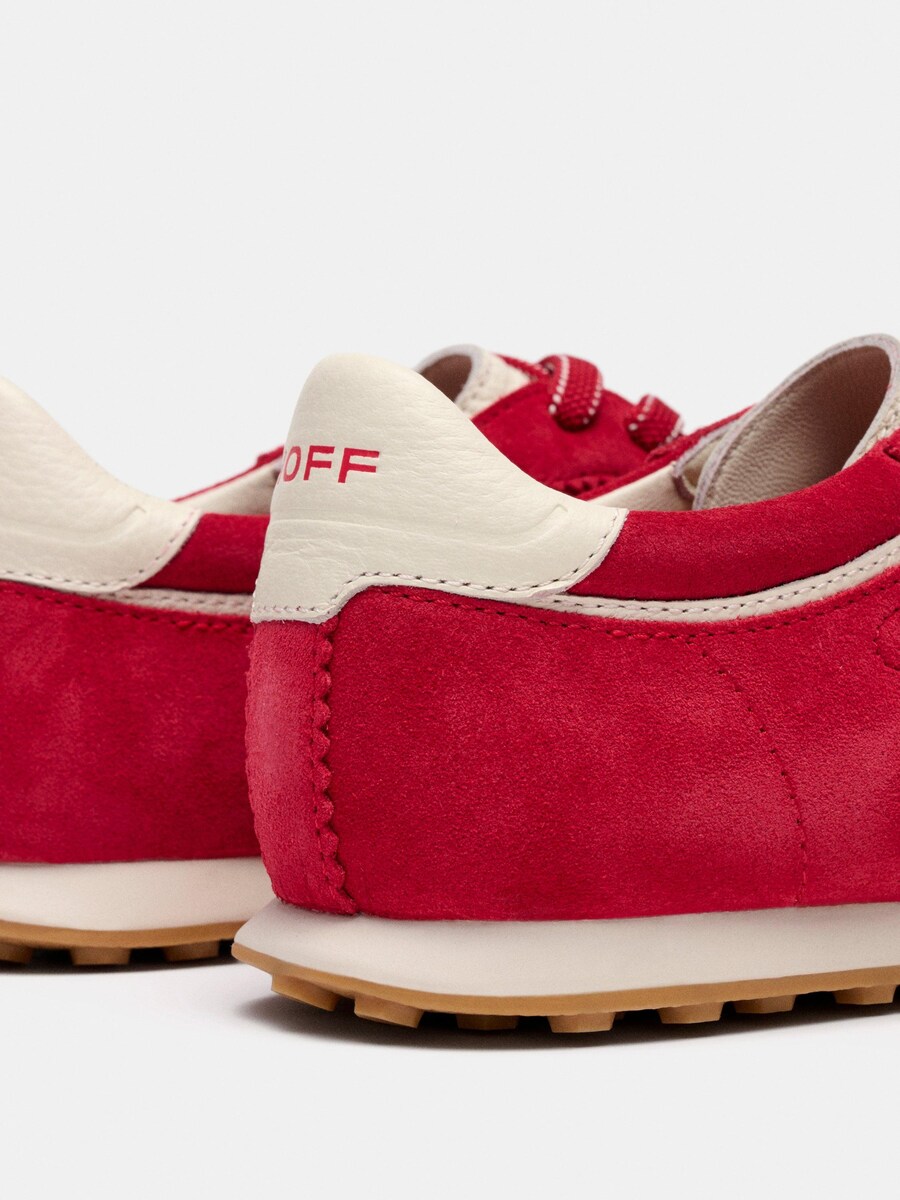 Sapatilhas Retro de Camurça com Atacadores Vermelho-5