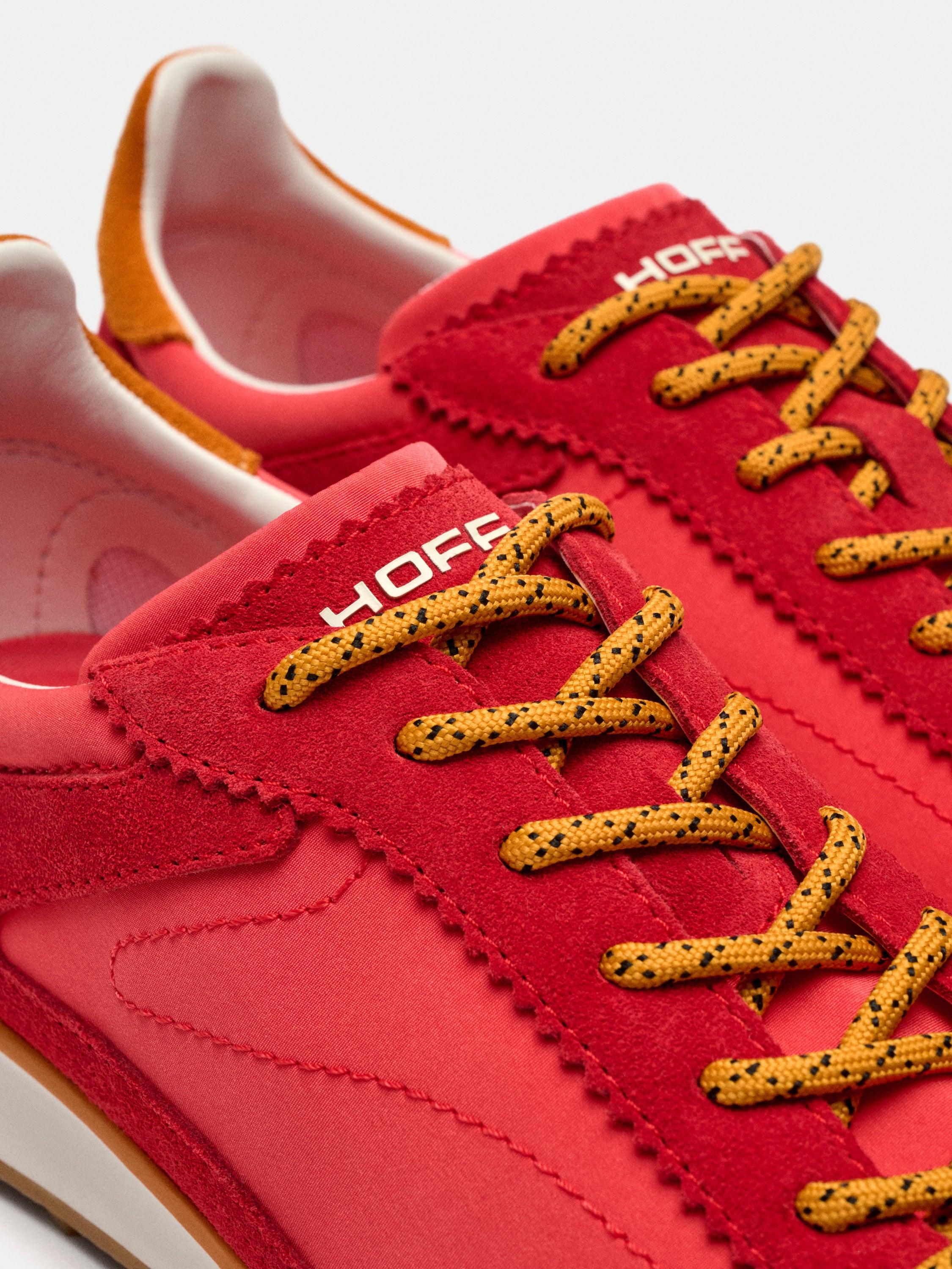 Sapatilhas Baixas em Pele com Sola de Borracha Vermelho-3