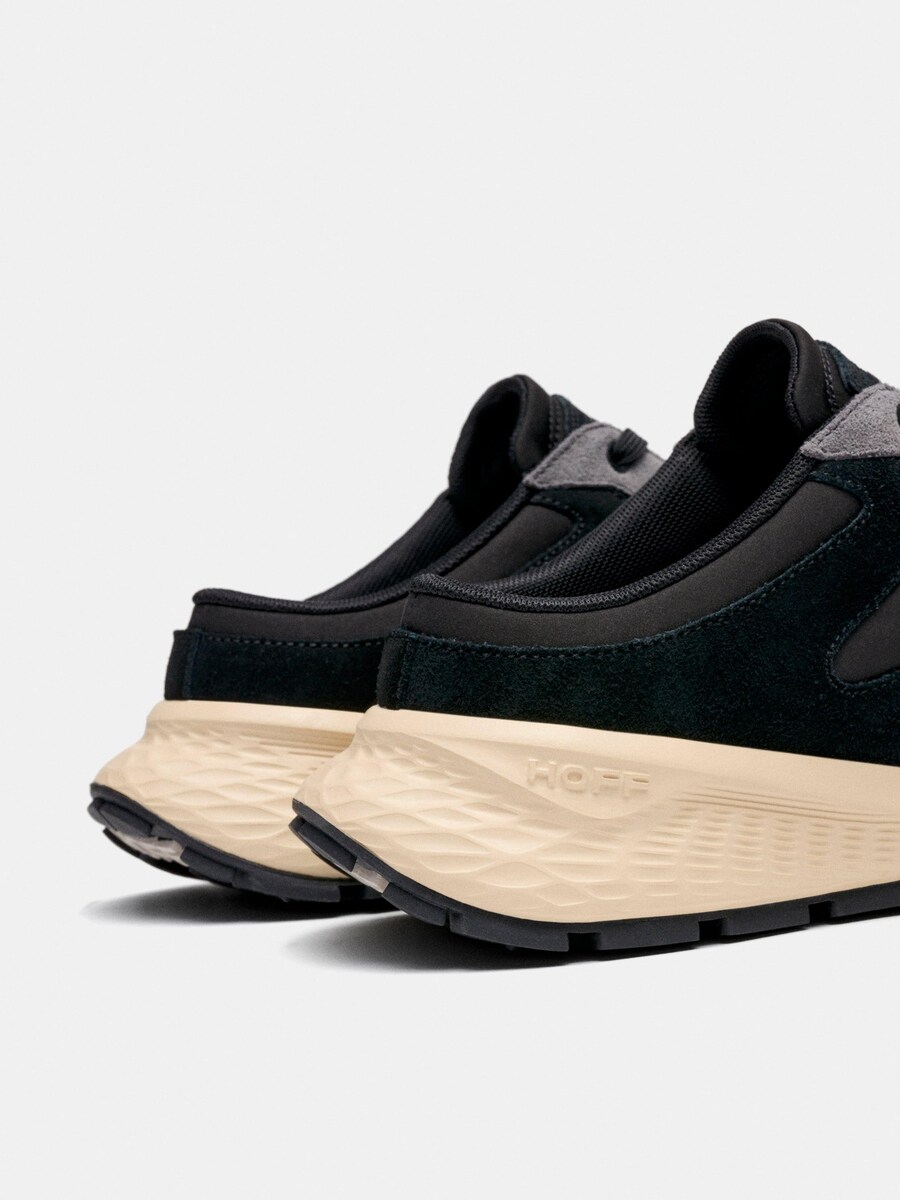 Sapatilhas Chunky em Camurça e Têxtil com Atacadores Preto / Cinzento-4