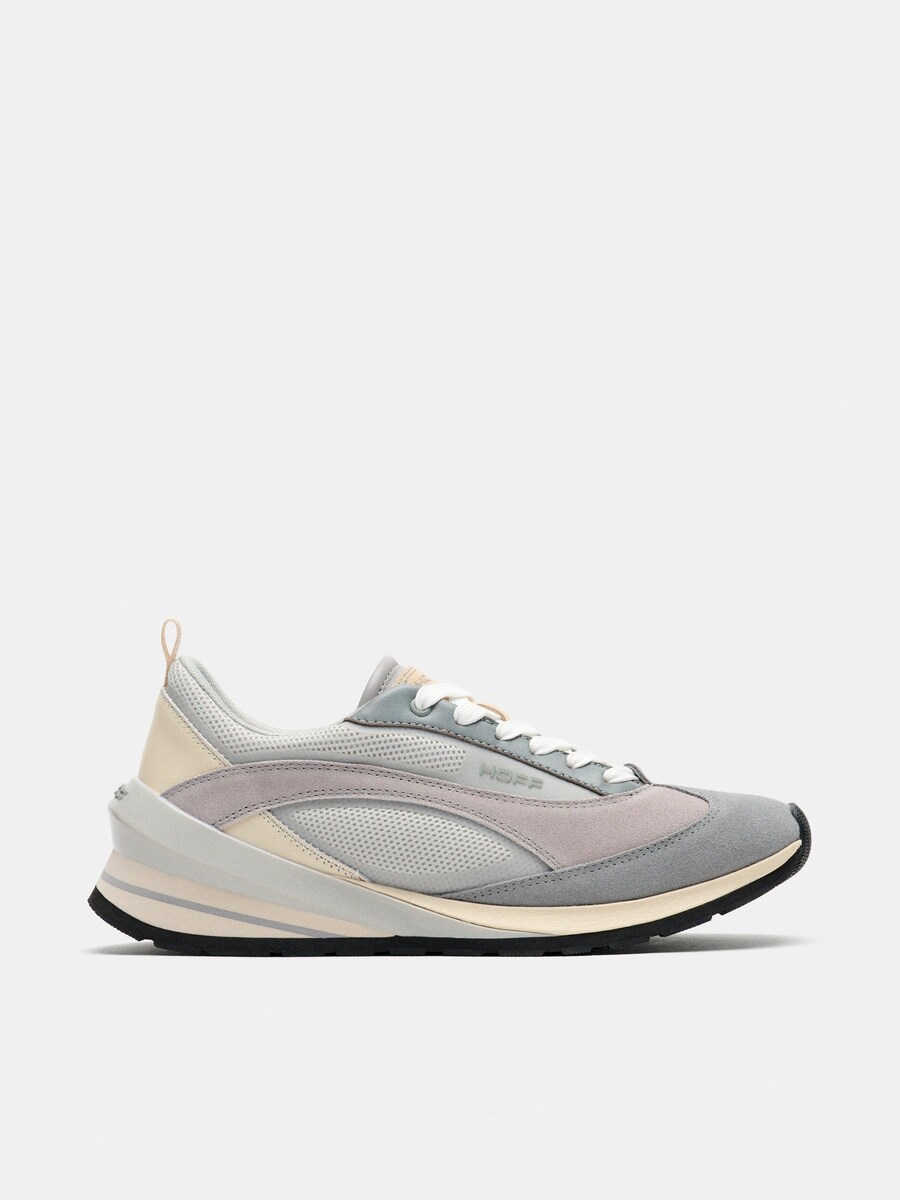 Sapatilhas em Pele com Plataforma Baixa Cinzento-1