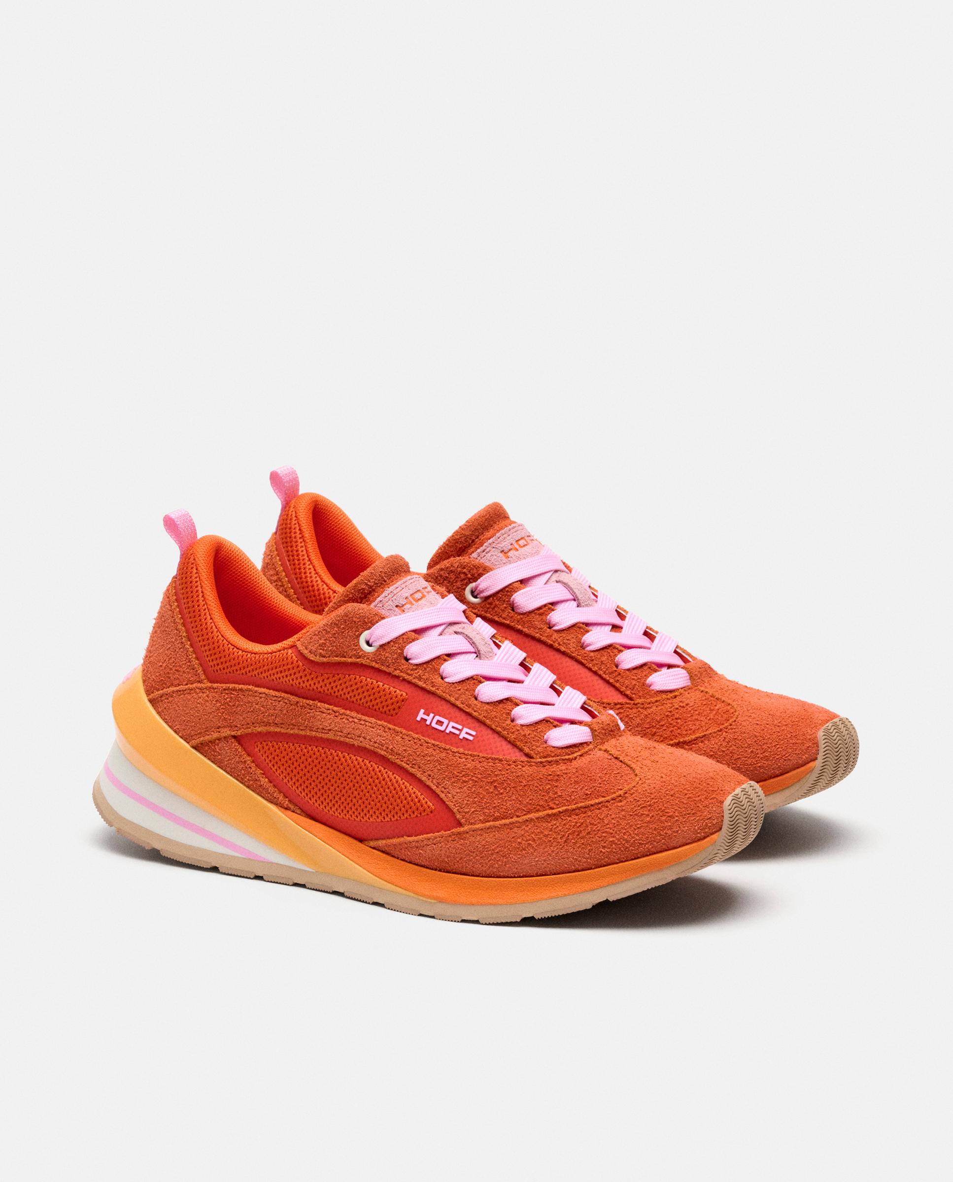 Sapatilhas Desportivas Runner em Combinação de Texturas Laranja-2