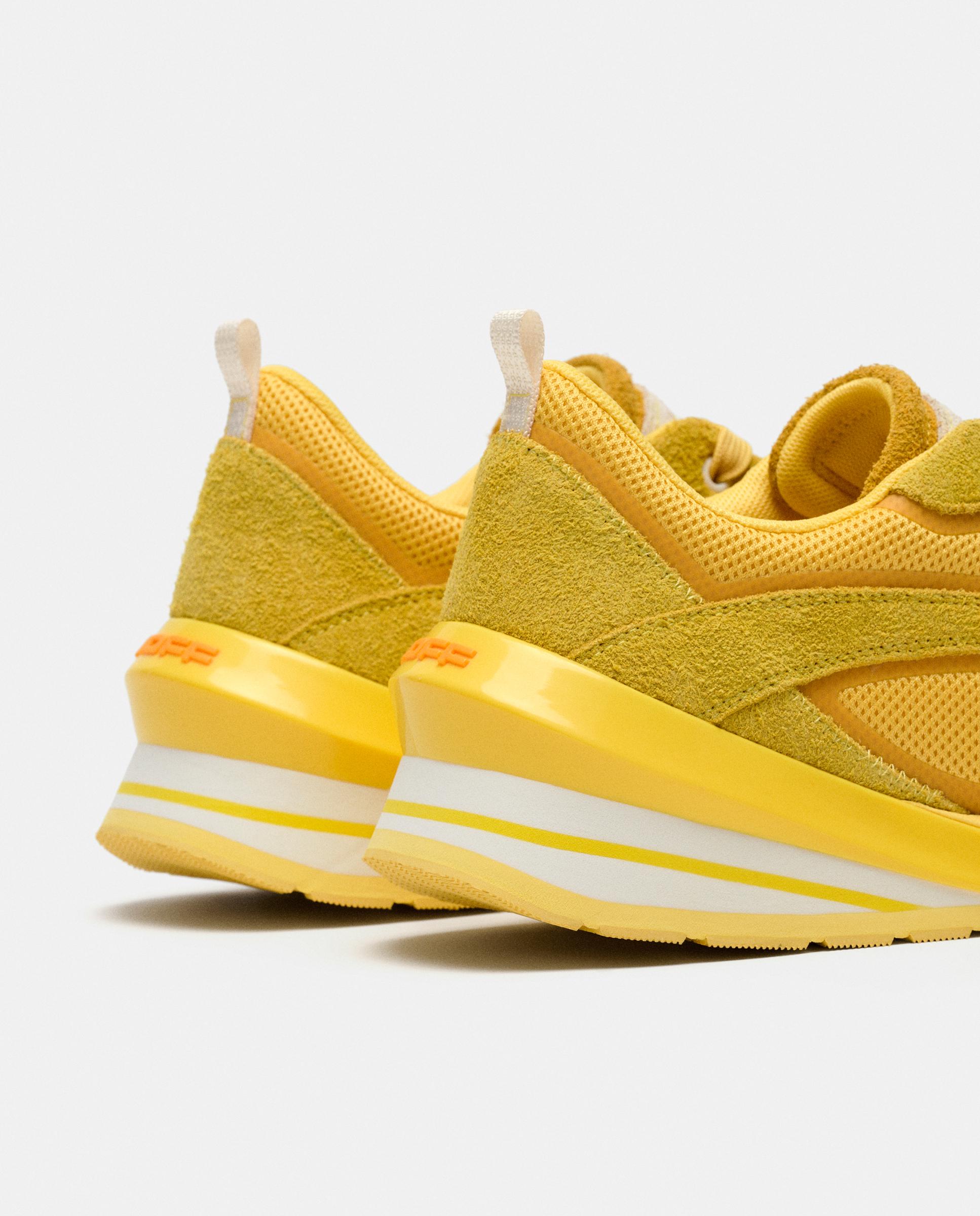 Sapatilhas Desportivas Runner em Combinação de Texturas Amarelo-5