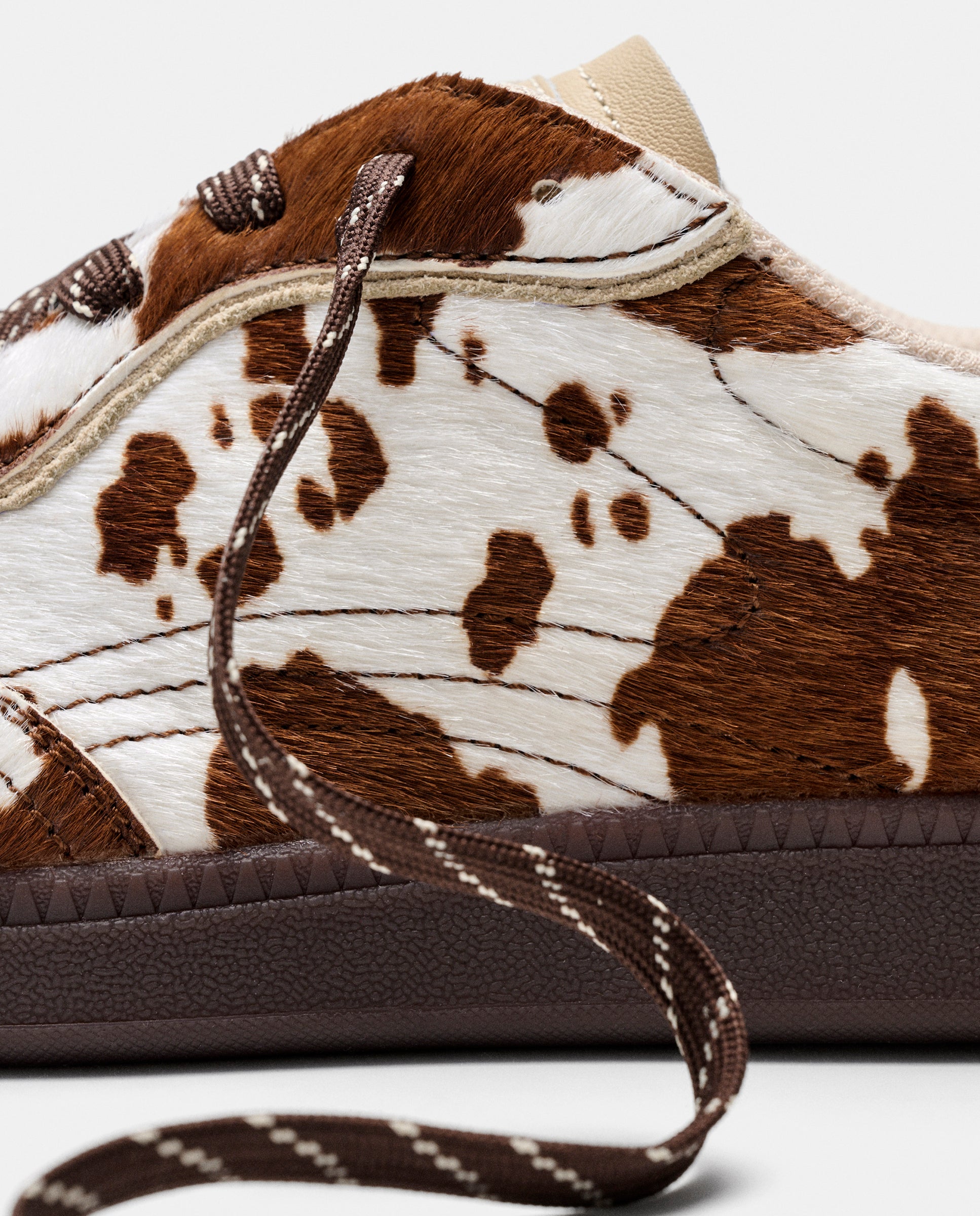 Sapatilhas Park Cow Print de Pele Castanho-4