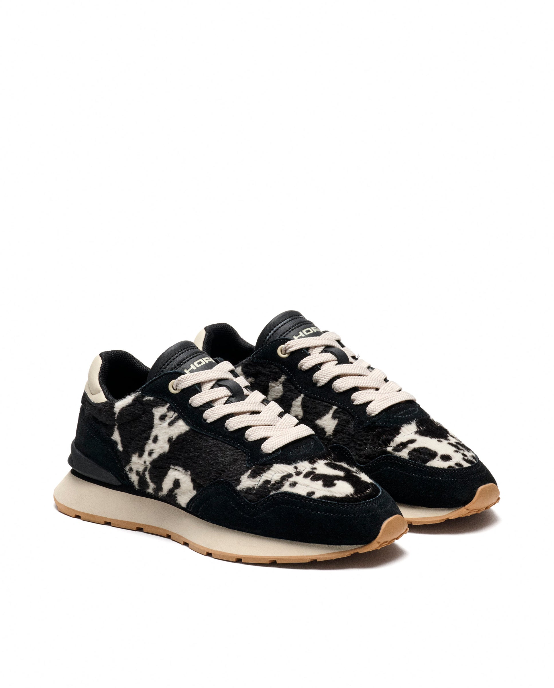Sapatilhas City Cow Print de Pele Preto-2