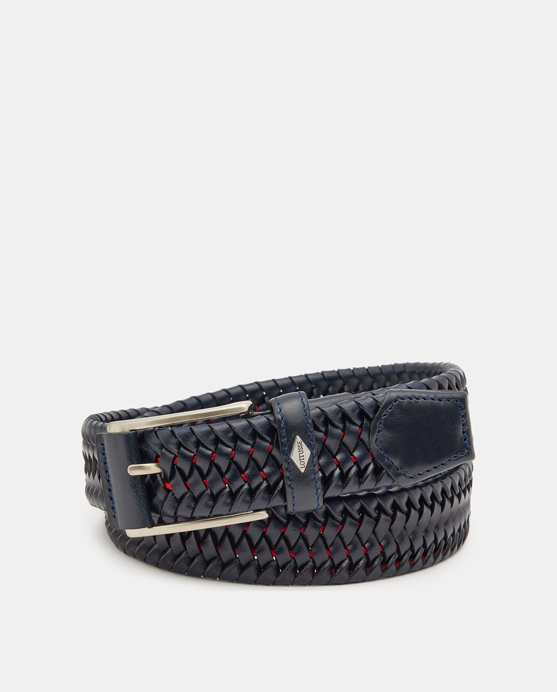 Imagem 0 de Cinto Entrançado de Pele de Bovino em Moka