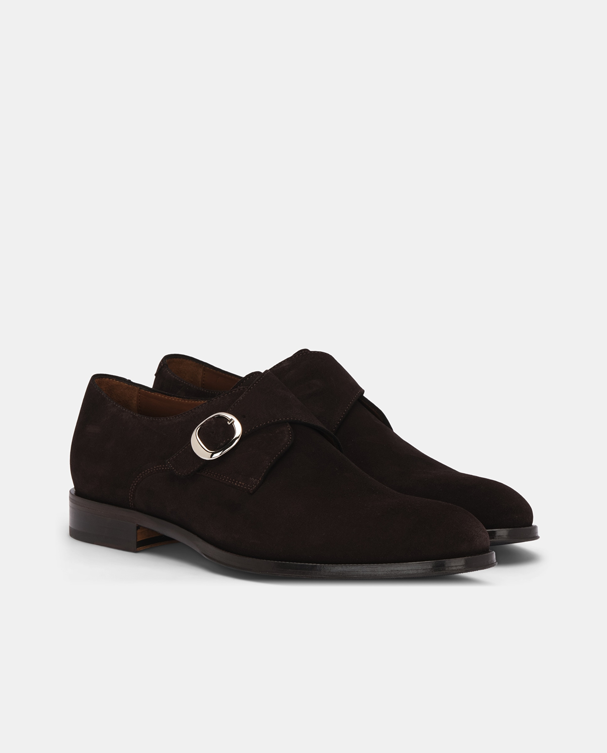 Bluchers Lenox de Pele com Fivelas Castanho-escuro-2