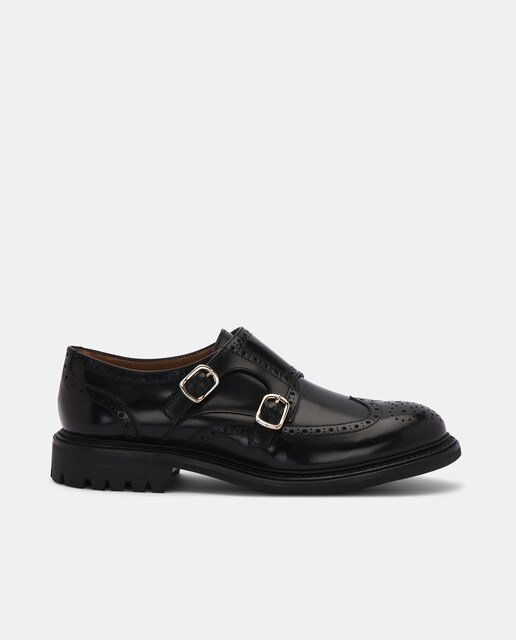 Imagem 0 de Bluchers Walton de Pele com Fivela Dupla em Preto