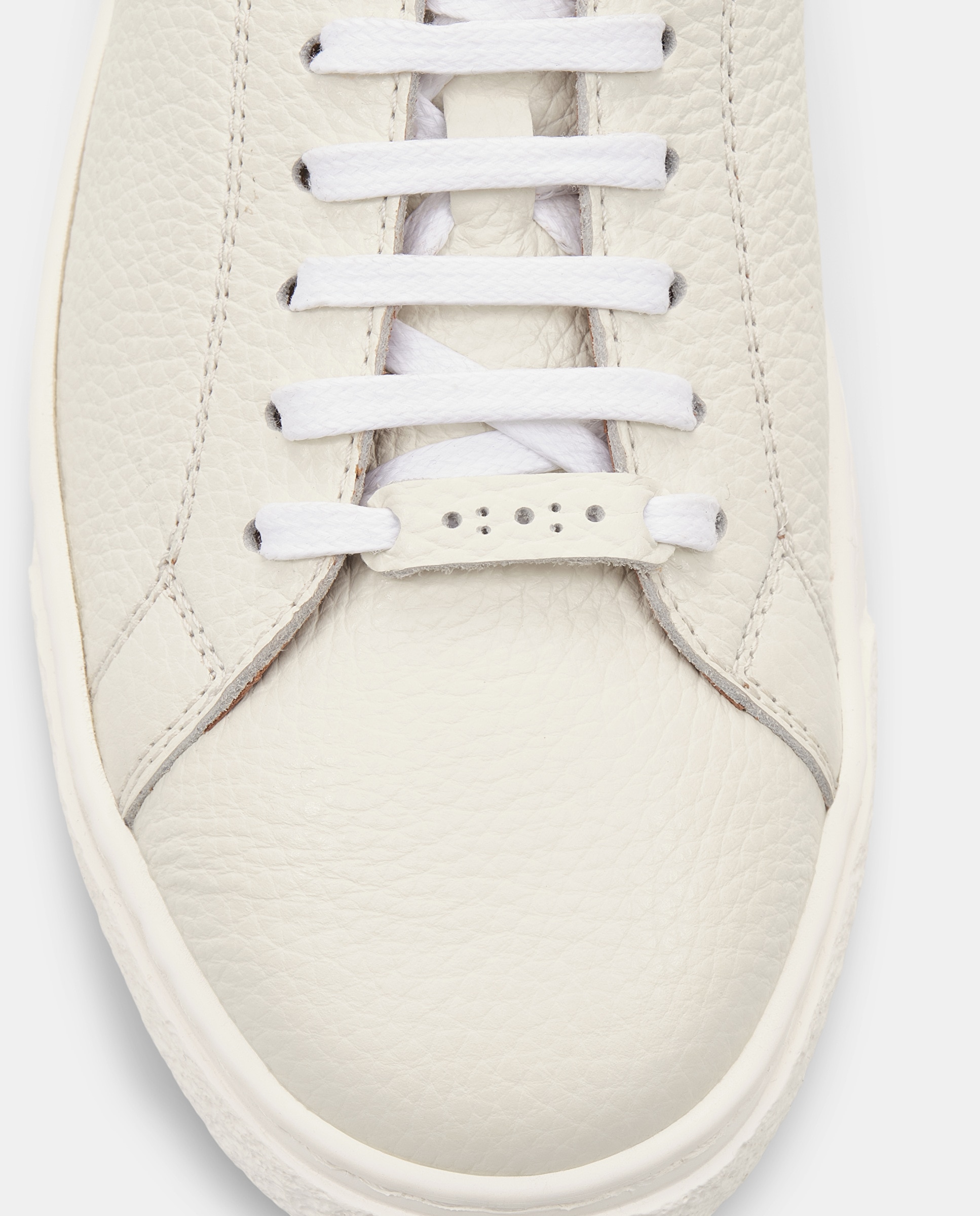 Sapatilhas Retro de Pele de Grão Suave Bege-4