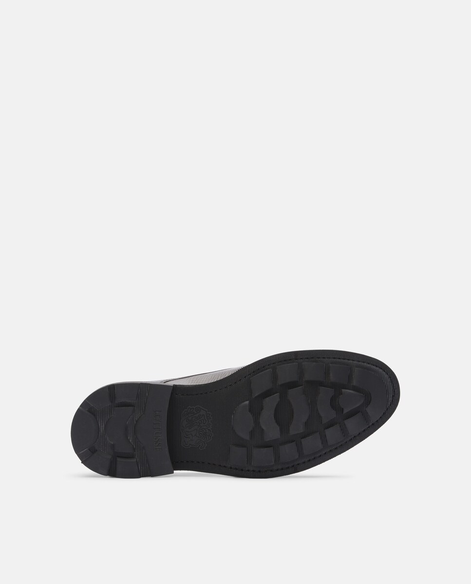 Sapatos Derby em Pele com Gravação em Relevo - Castanho Castanho-5