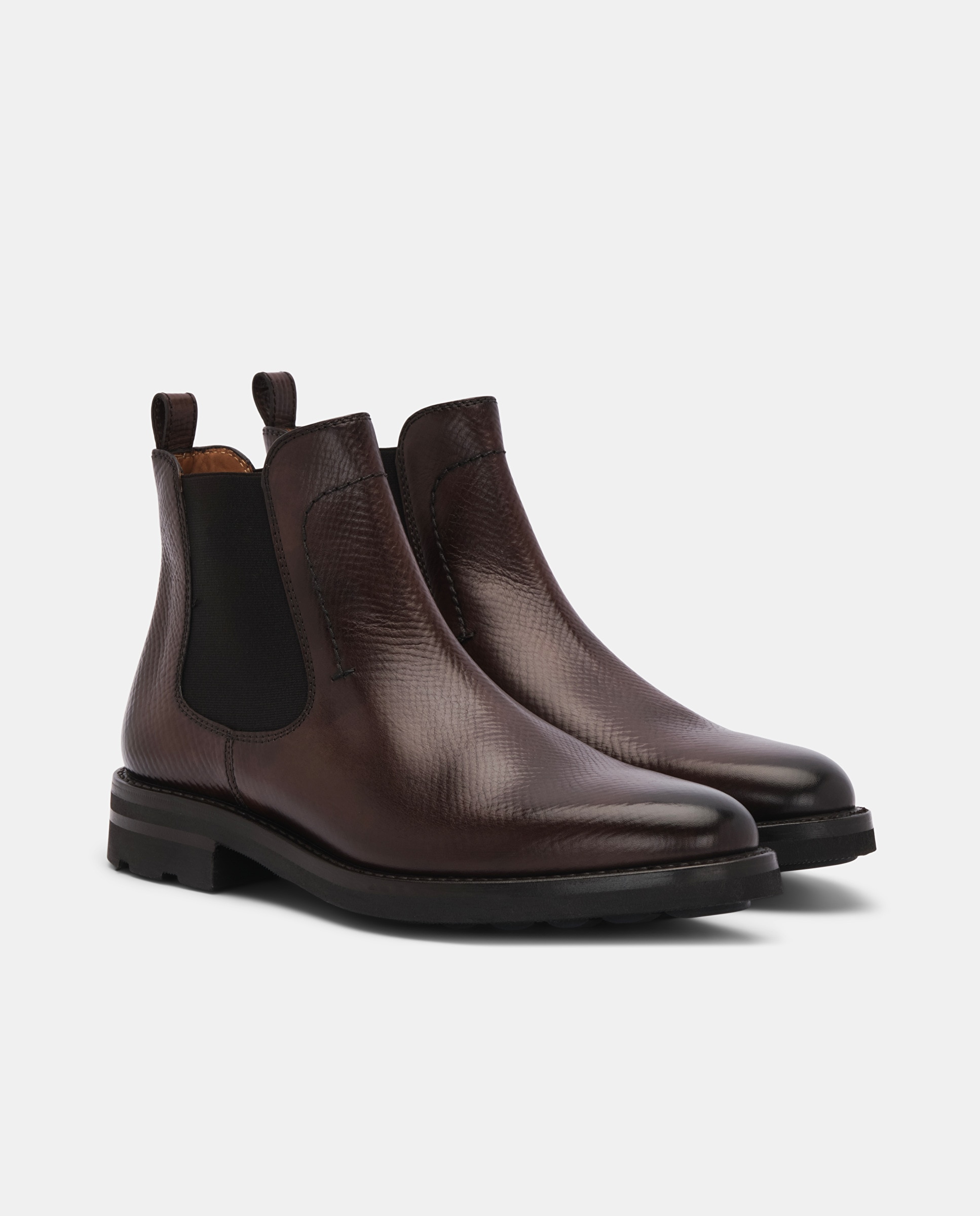 Botins Premium de Pele de Bovino em Moka Castanho-claro-2