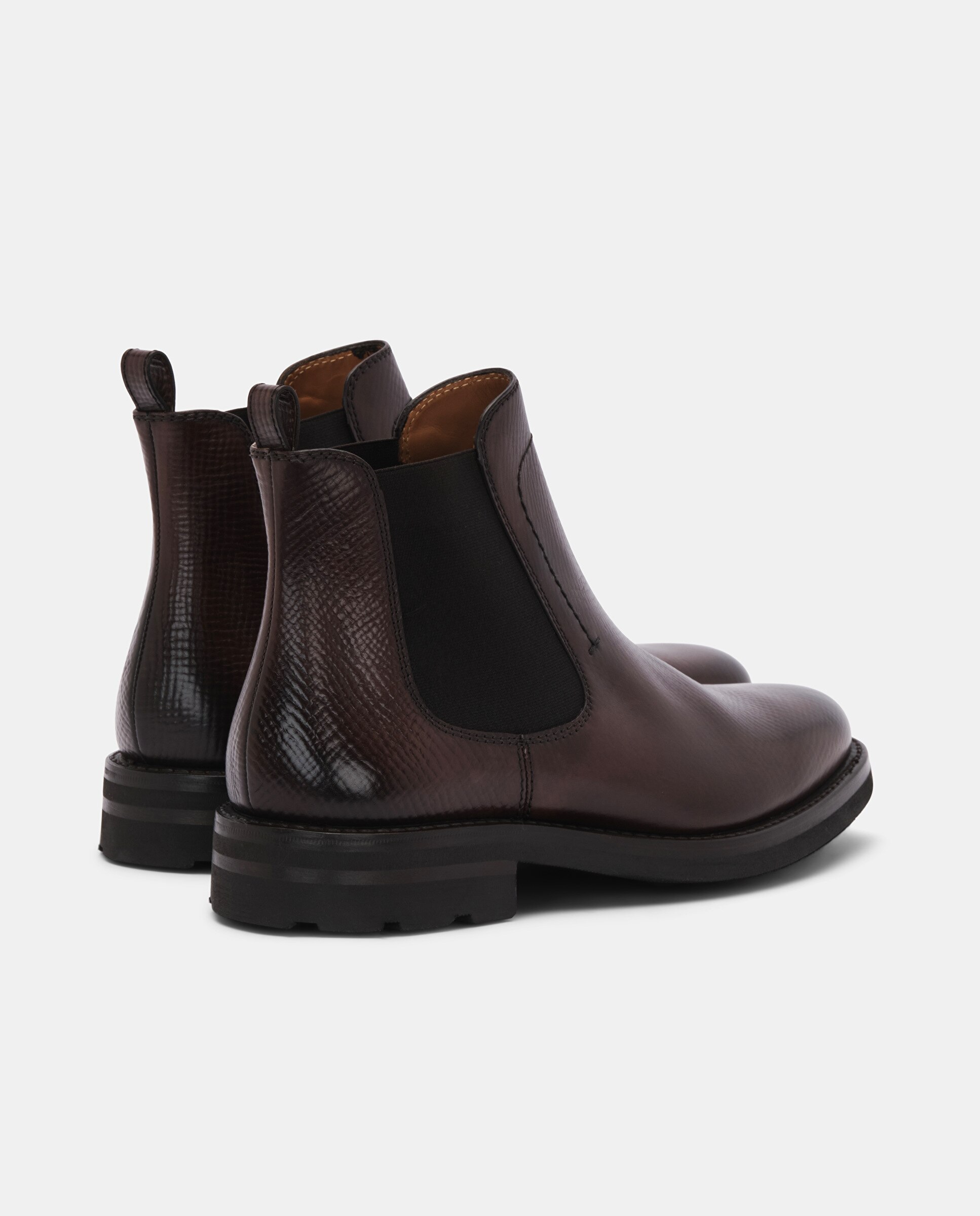 Botins Premium de Pele de Bovino em Moka Castanho-claro-3