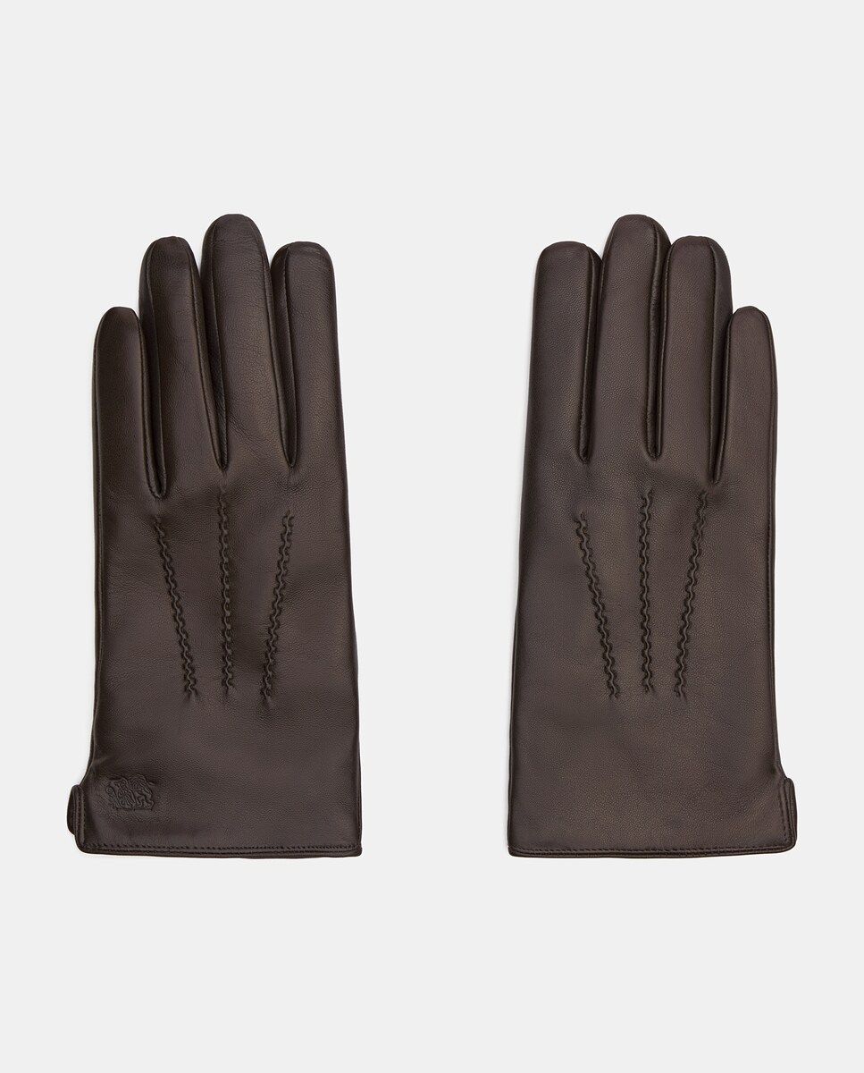 Luvas de Pele de Bovino Moka Castanho-escuro-1