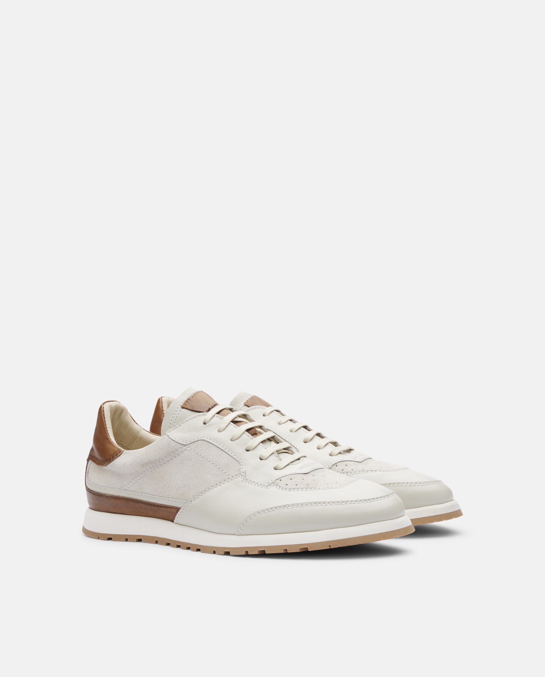 Sapatilhas em Pele Macia - Nacarado Creme-2