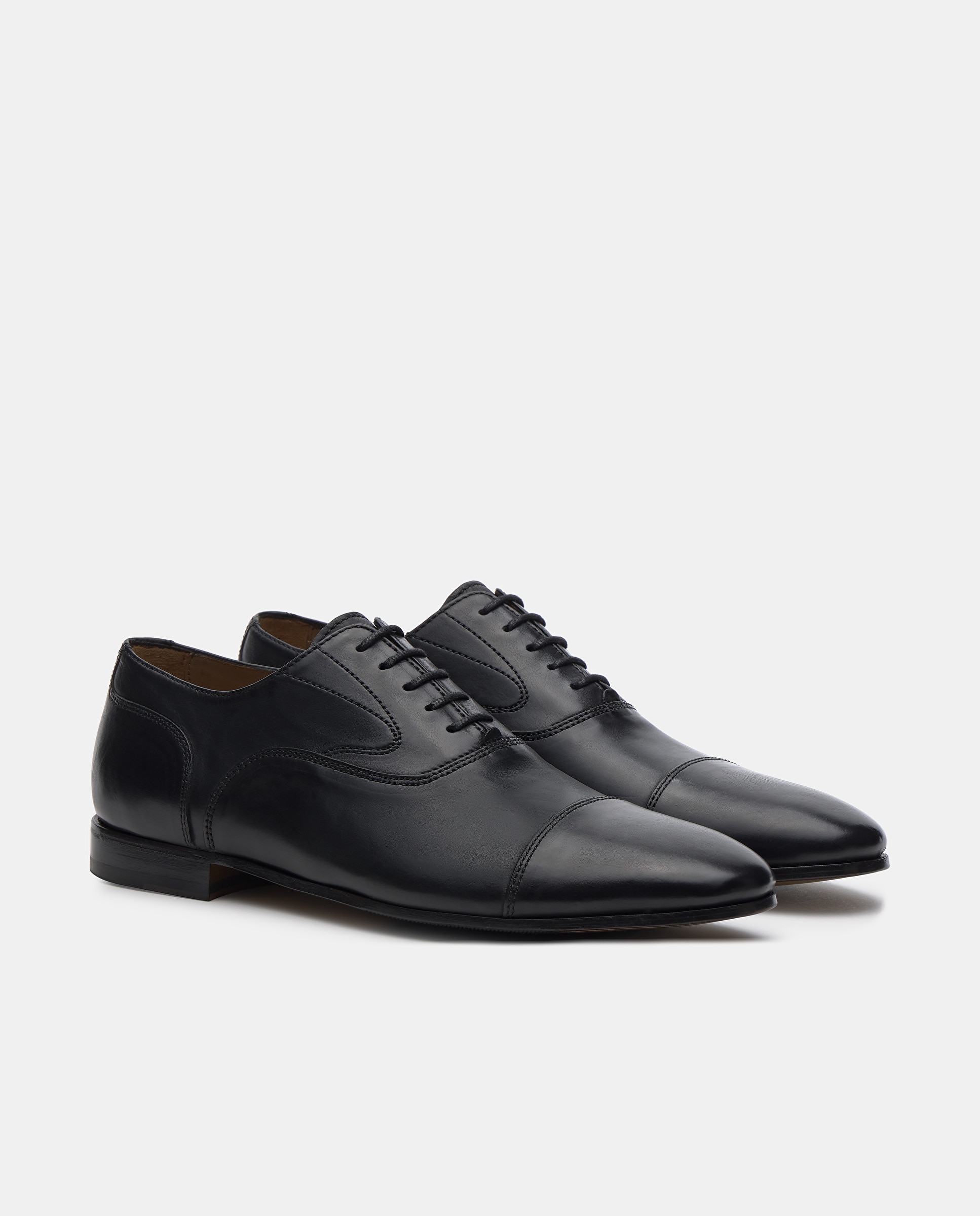 Sapato Oxford de Pele de Bovino Escovado Preto-2