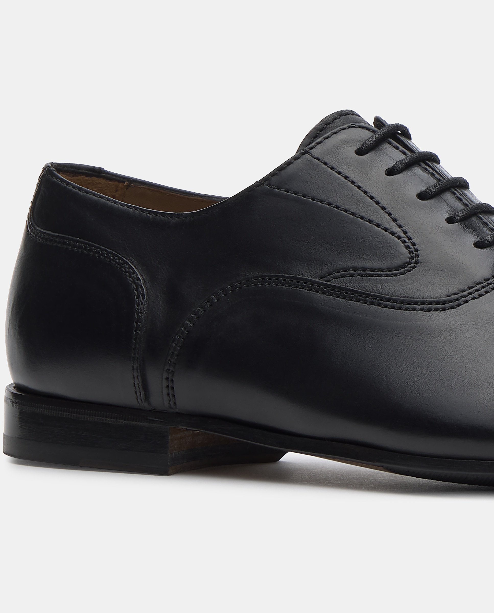Sapato Oxford de Pele de Bovino Escovado Preto-4