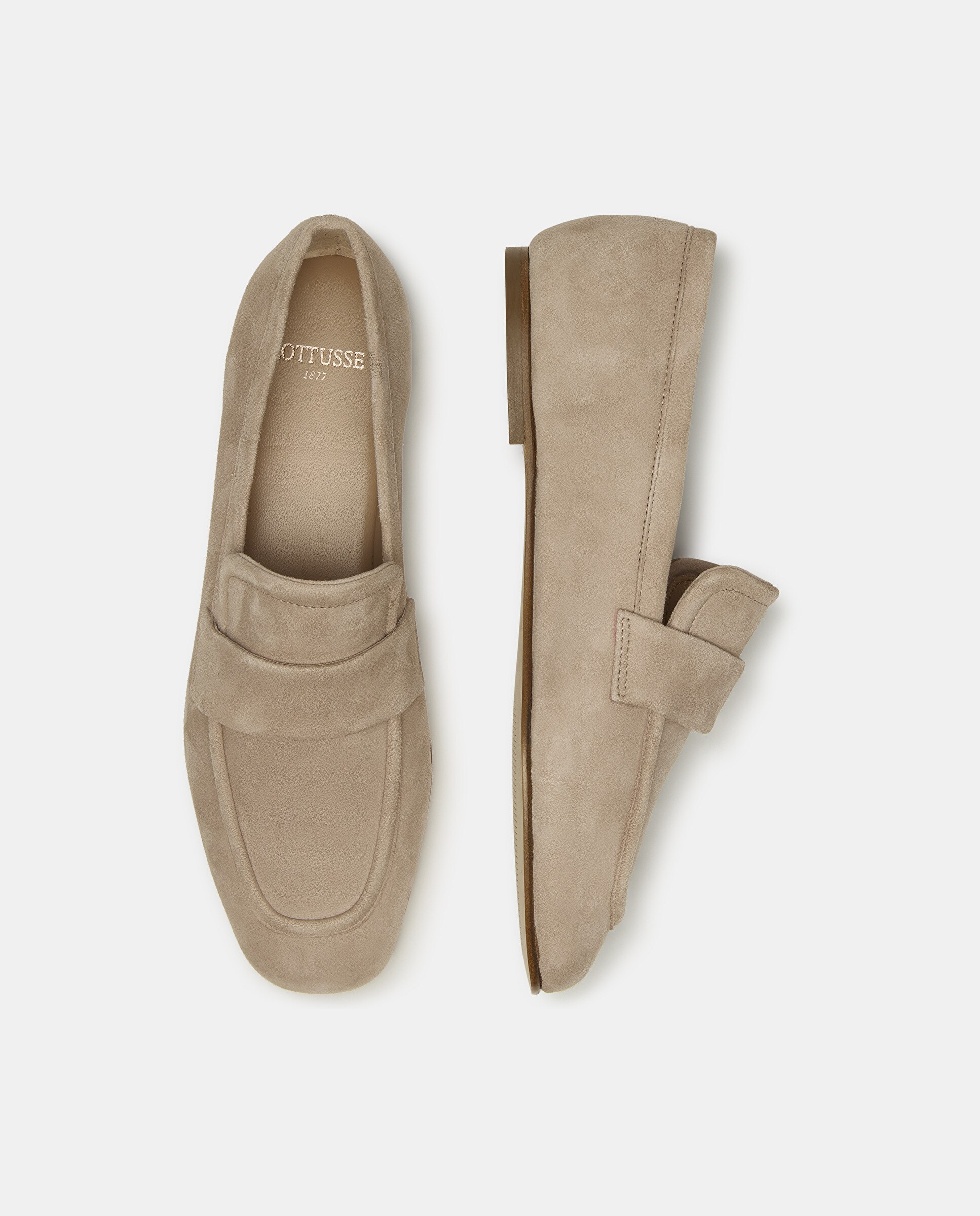 Mocassins de Pele com Tira Bege-6