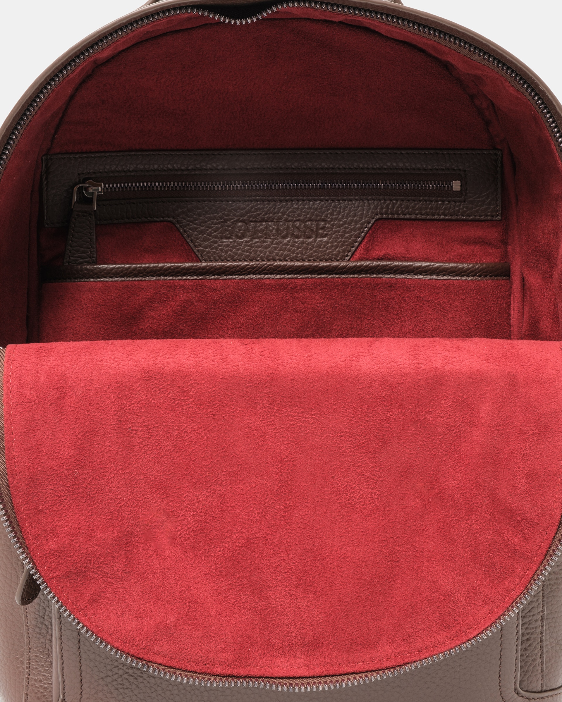 Mochila de Pele com Fecho Zip Castanho-5