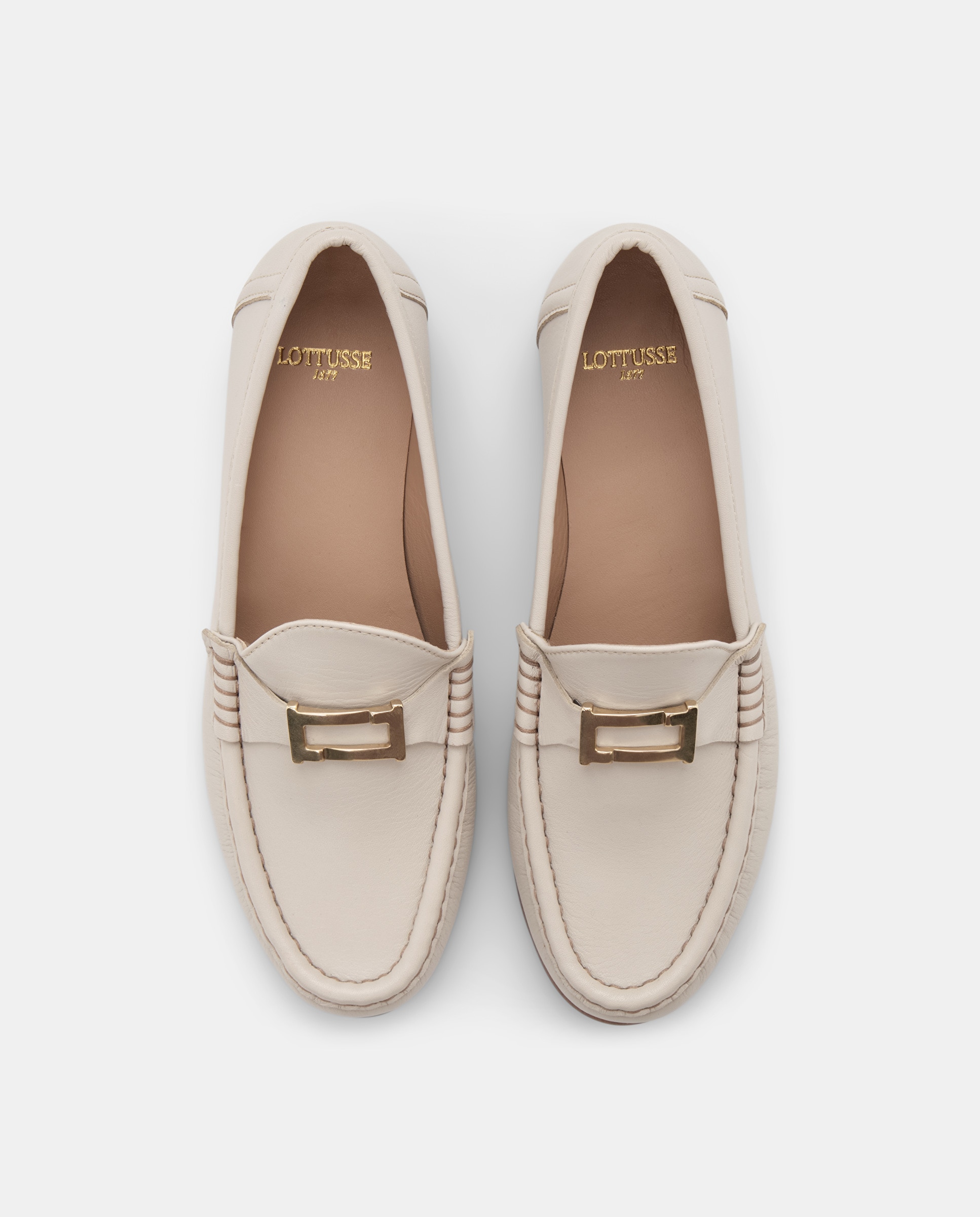 Mocassins de Pele com Tira Branco-marfim-4