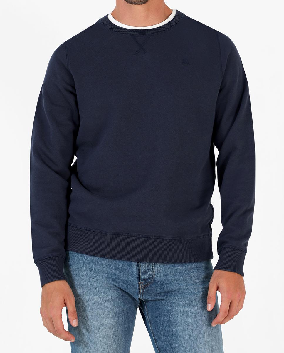 Sweatshirt Regular Fit com Gola Redonda Azul-marinho-1