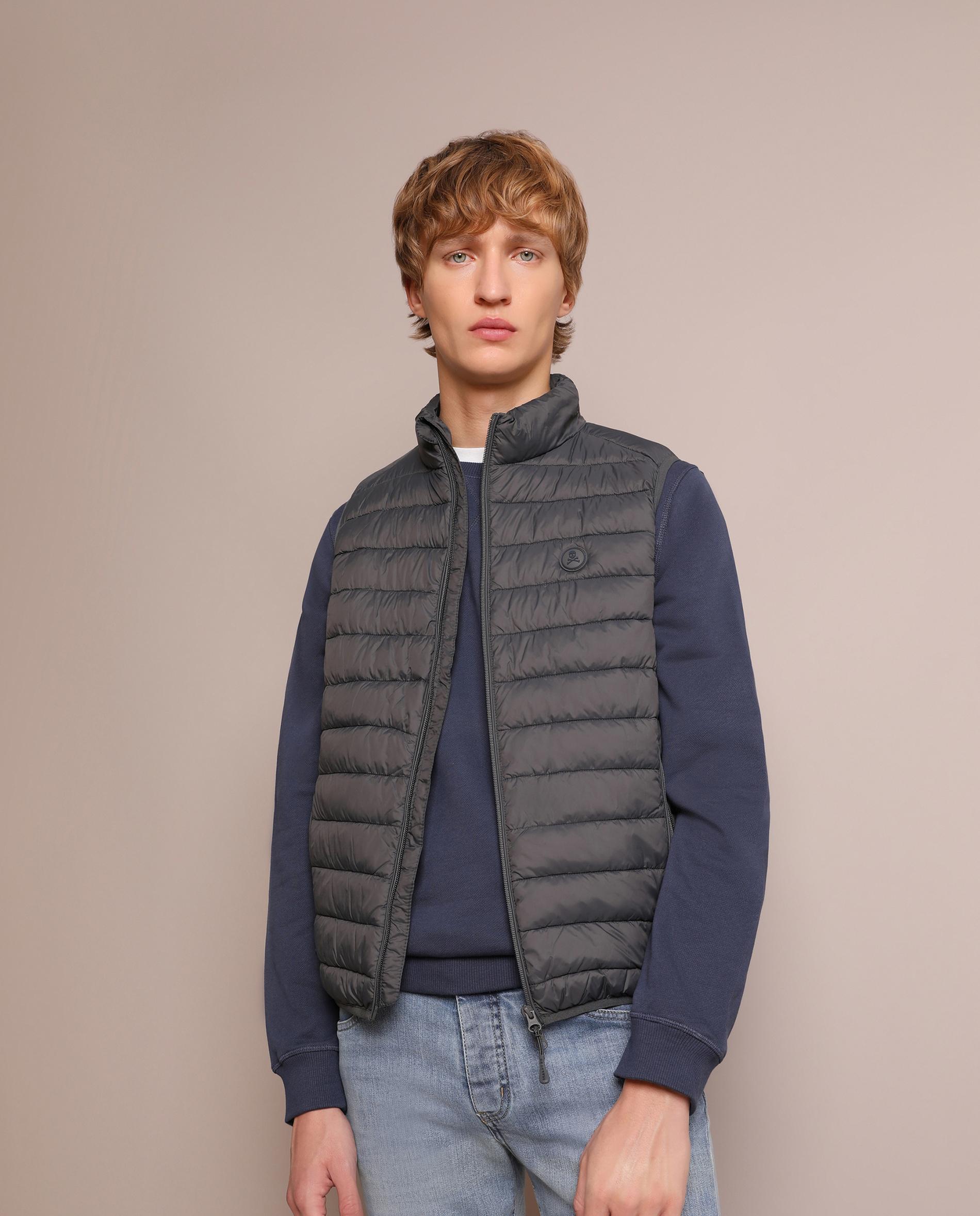 Colete Water Repellent com Fecho Zip Cinzento-escuro-1