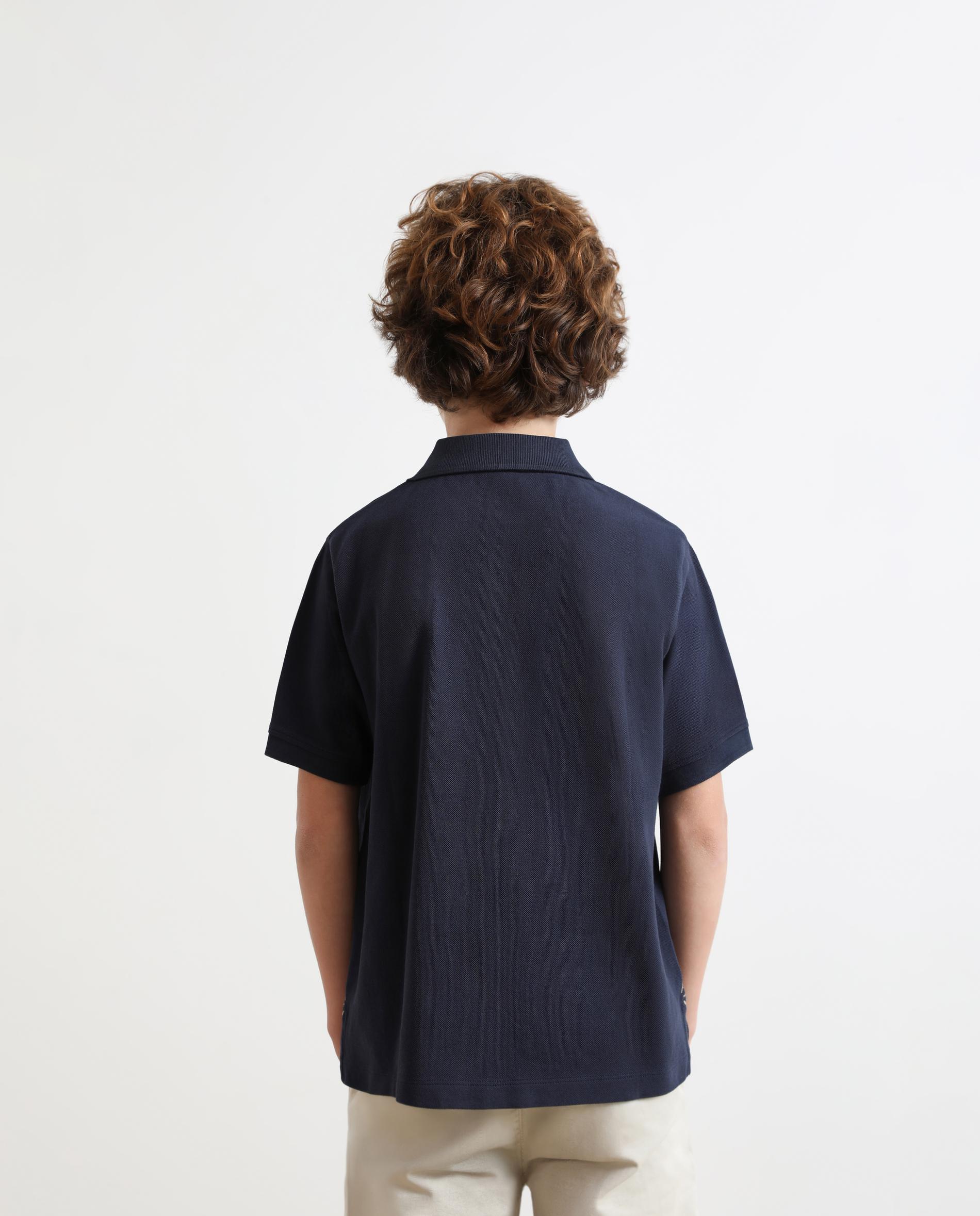 Polo Infantil de Manga Curta com Caveira Bordada Scalpers Navy-2
