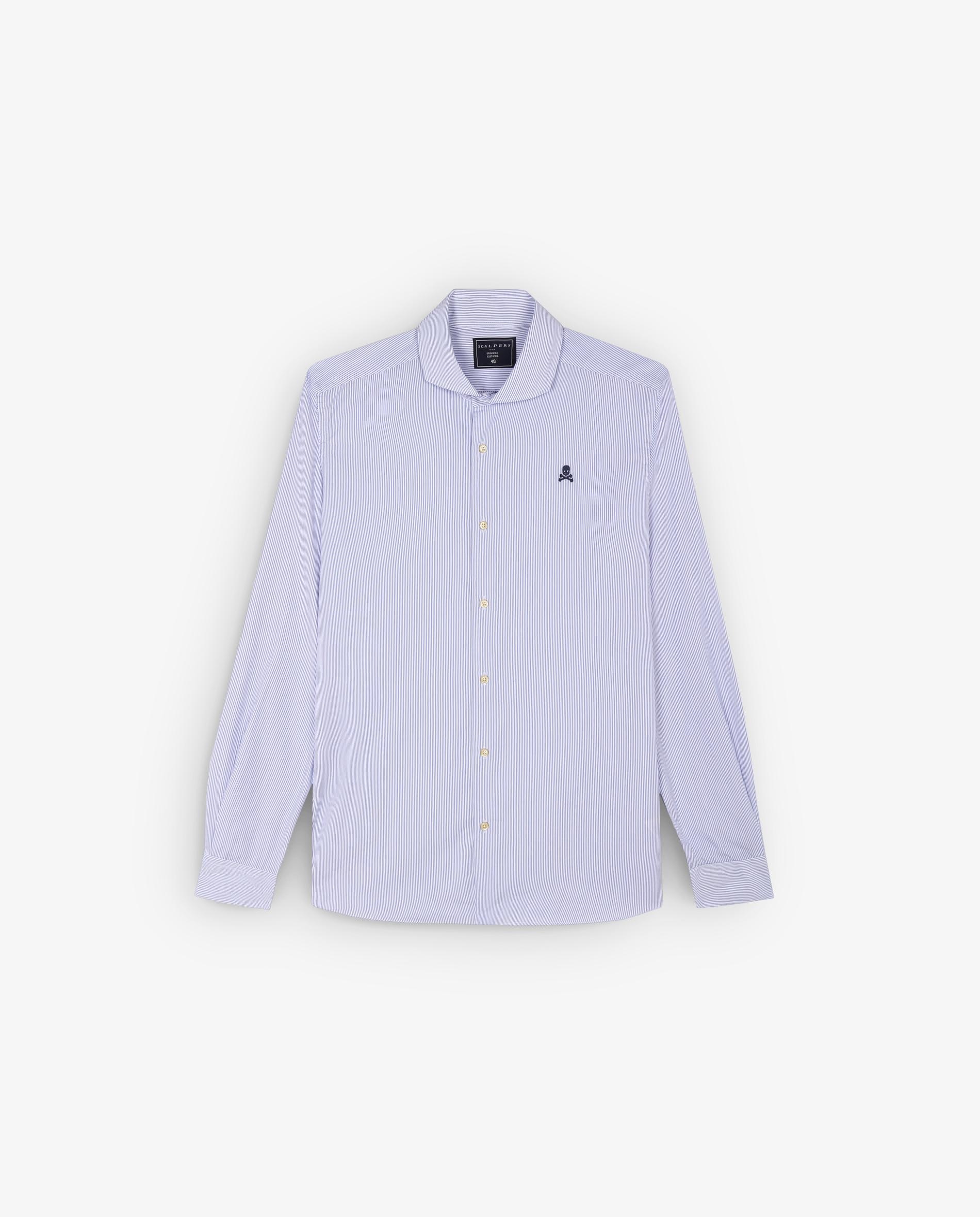 Camisa Regular Fit Às Riscas Azul-celeste-5