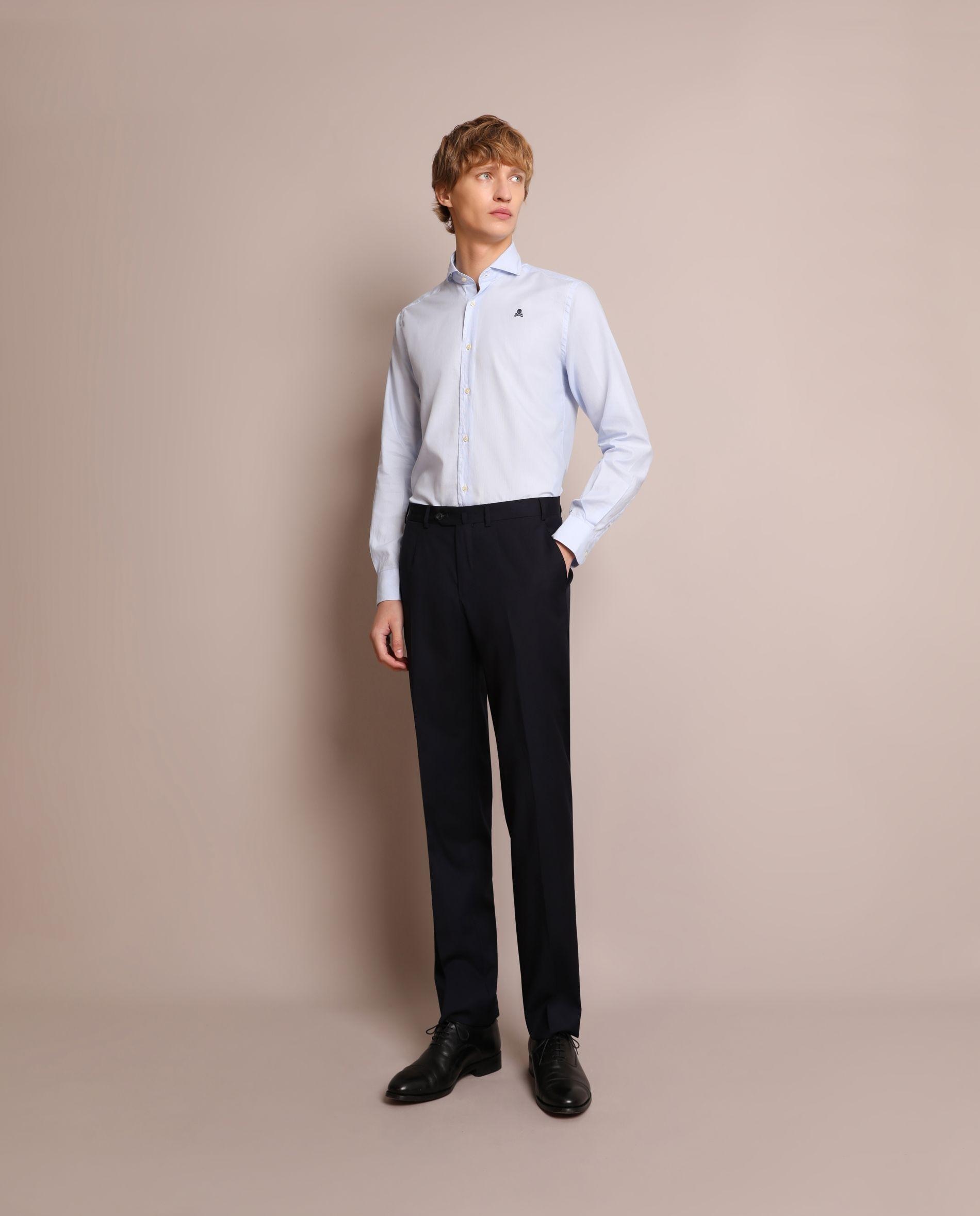 Camisa Regular Fit Às Riscas Azul-claro-2