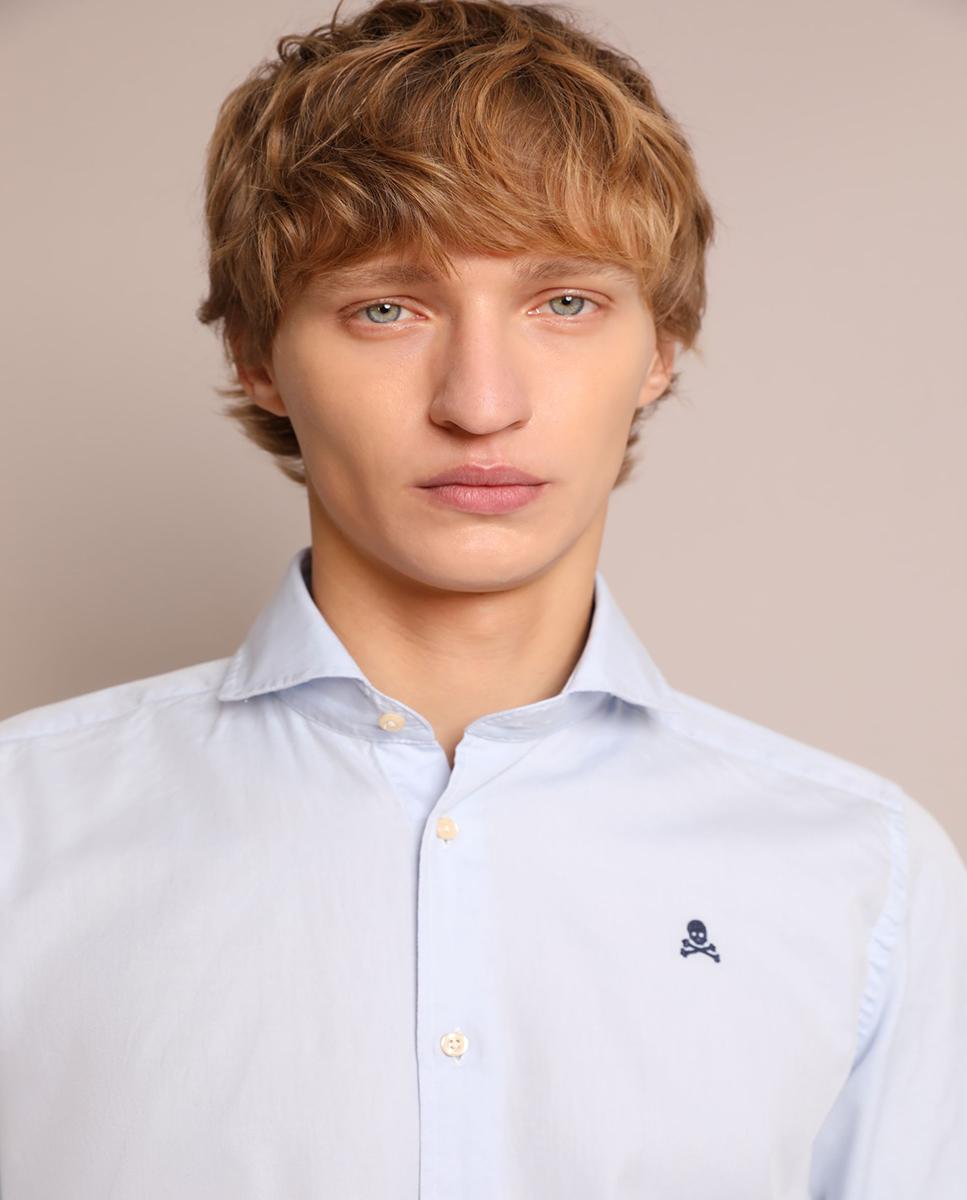 Camisa Regular Fit Lisa Azul-claro-3