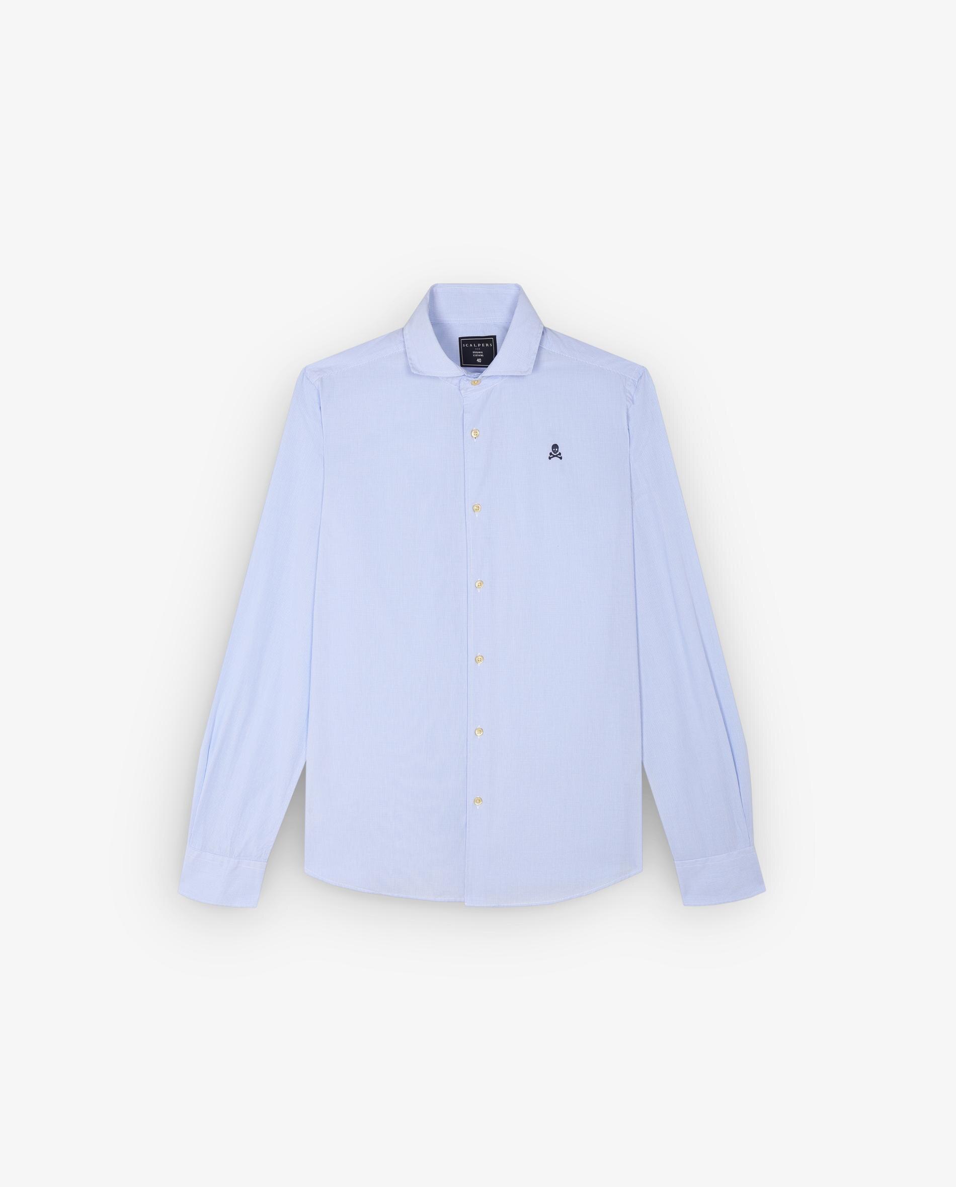 Camisa Formal Regular Fit com Microestampado Aos Quadrados Azul-claro-4
