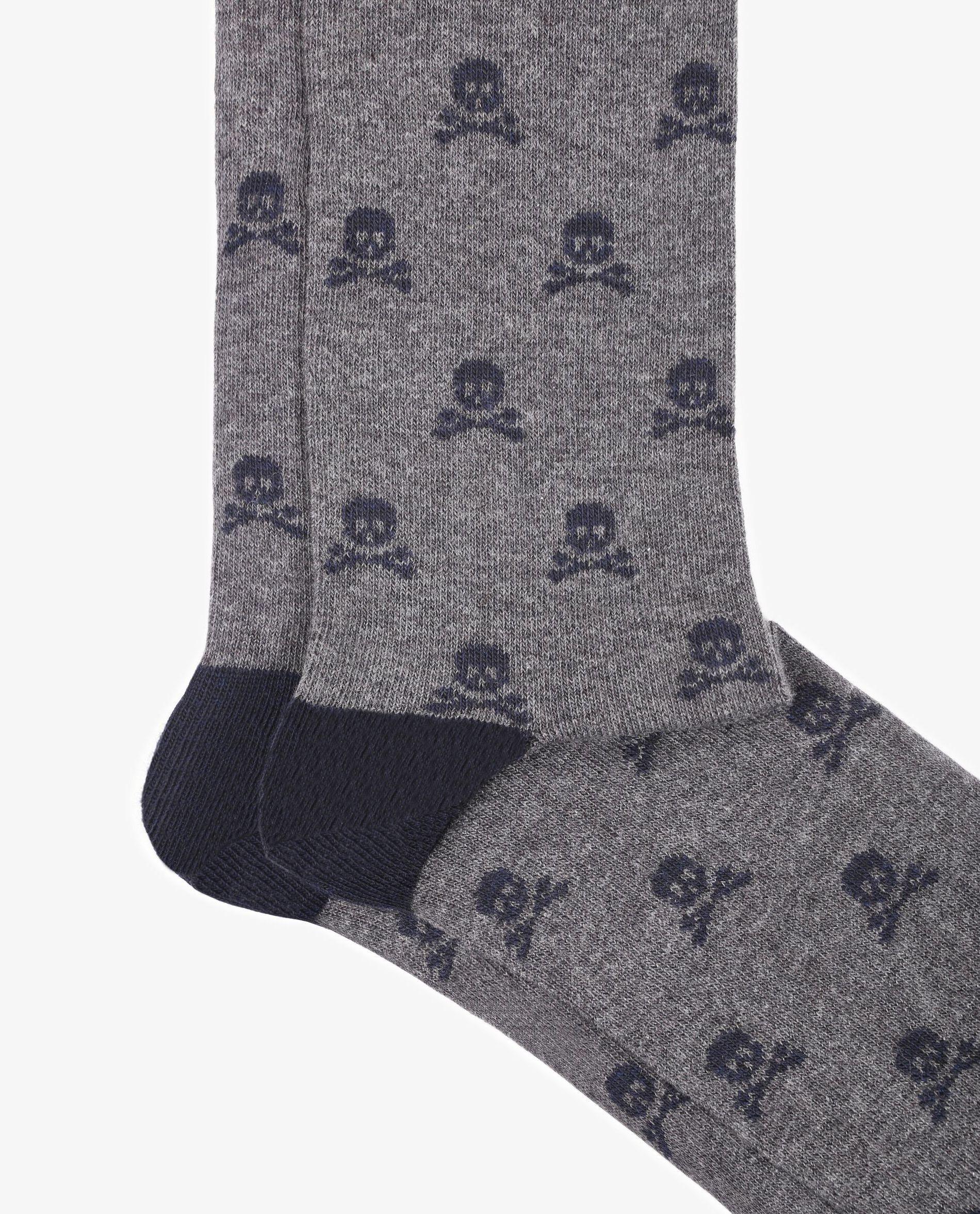 Meias Estampadas de Cano Alto com Contrastes Cinzento-2