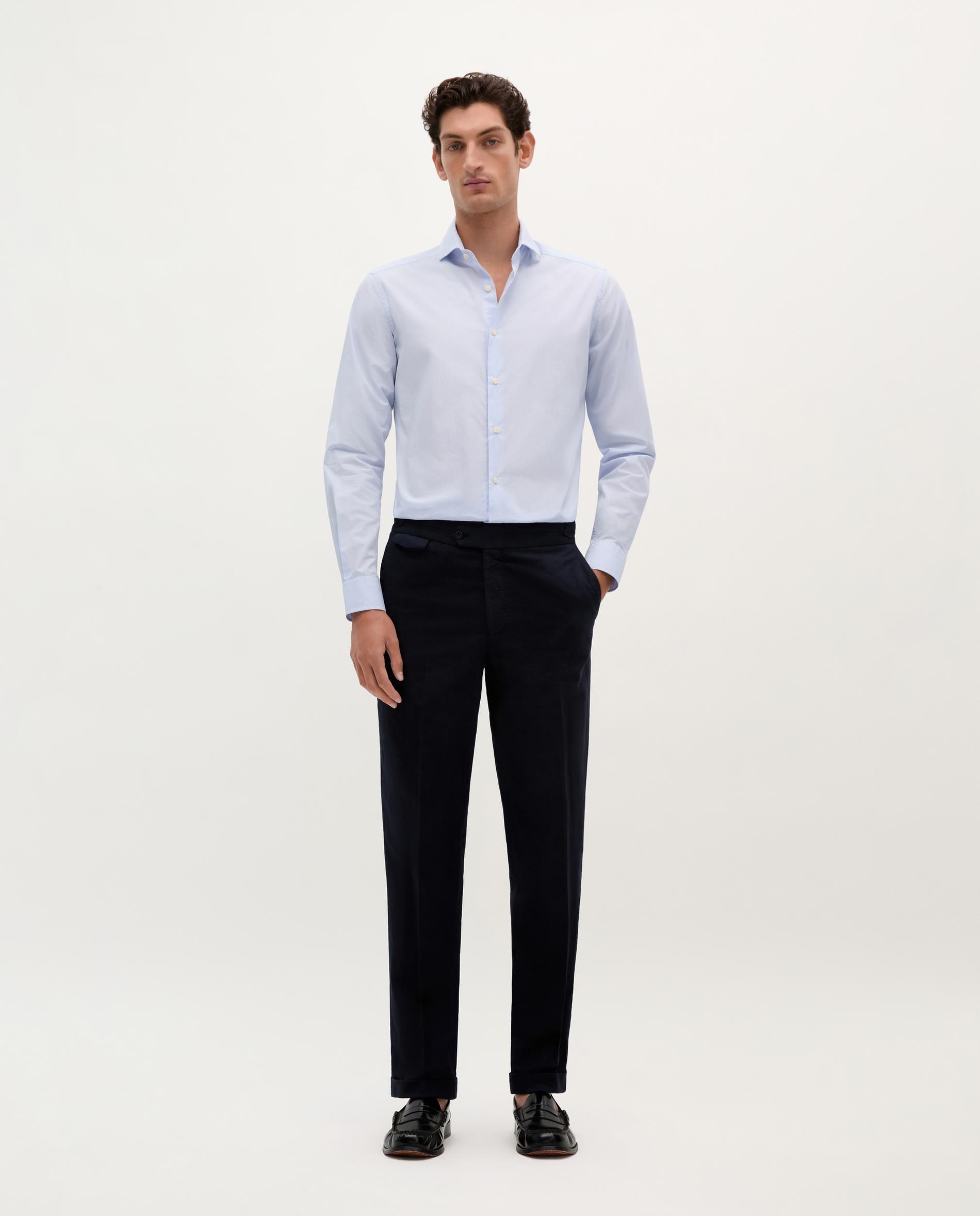 Camisa Regular Fit com Microestampado Aos Quadrados Azul-2
