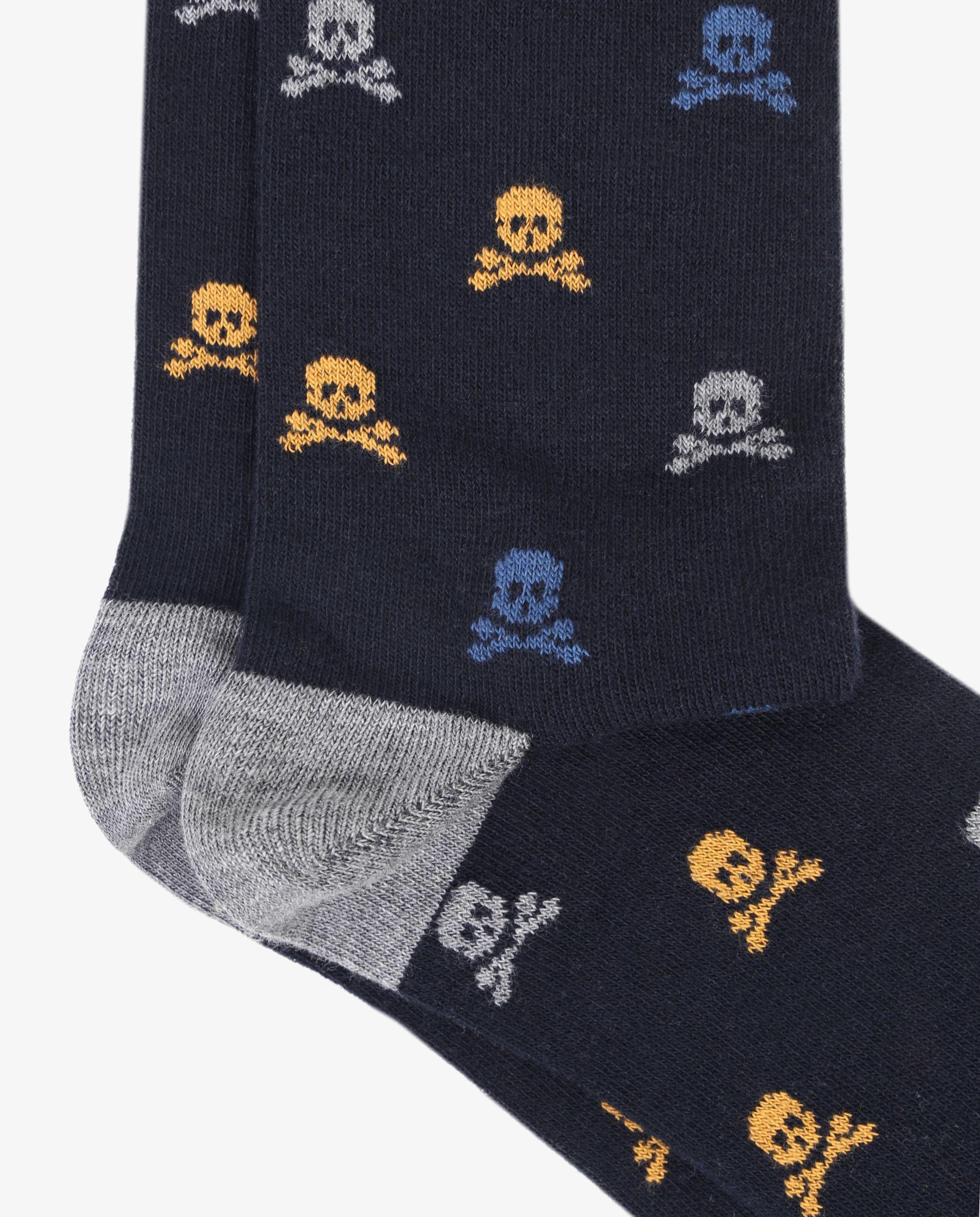 Meias Estampadas de Cano Médio com Contrastes Navy-2