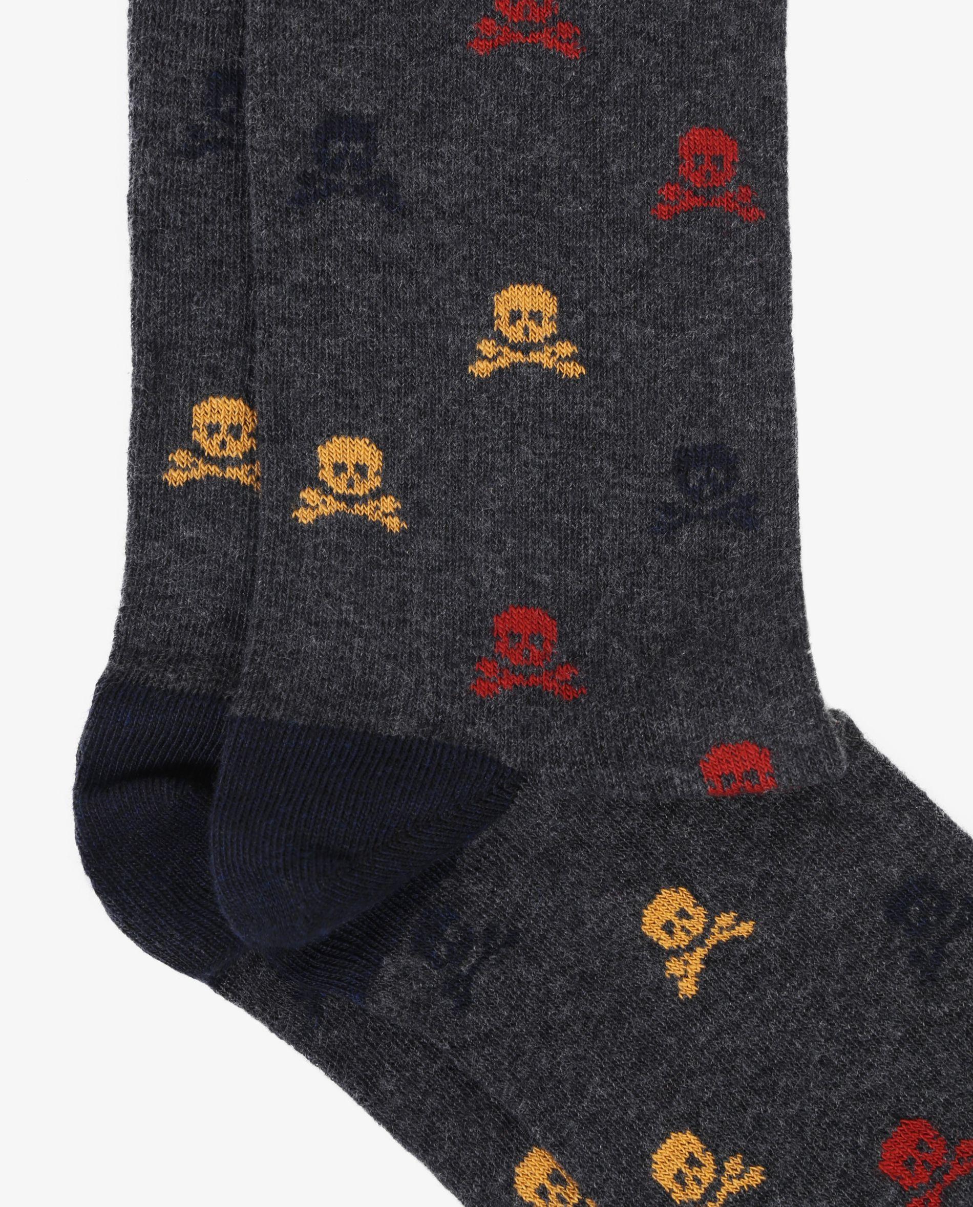 Meias Estampadas de Cano Médio com Contrastes Cinzento-escuro-2