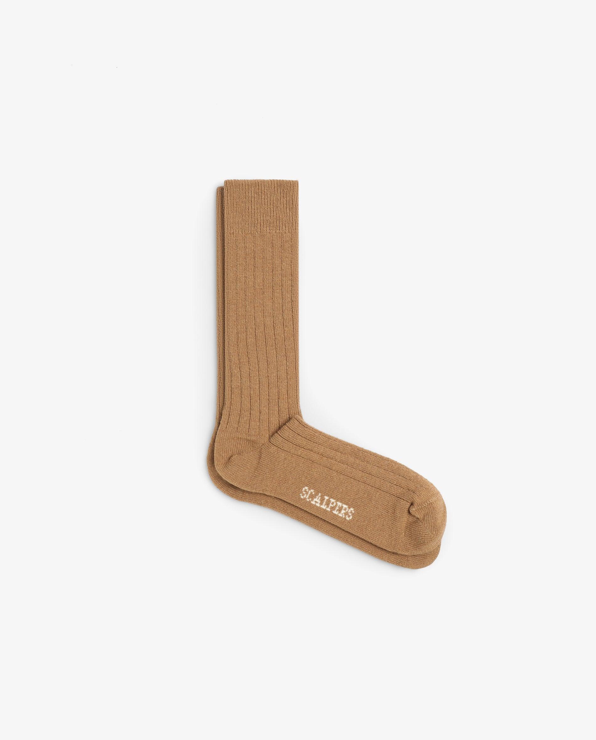 Meias de Cano Alto com Detalhe de Logo Castanho-1