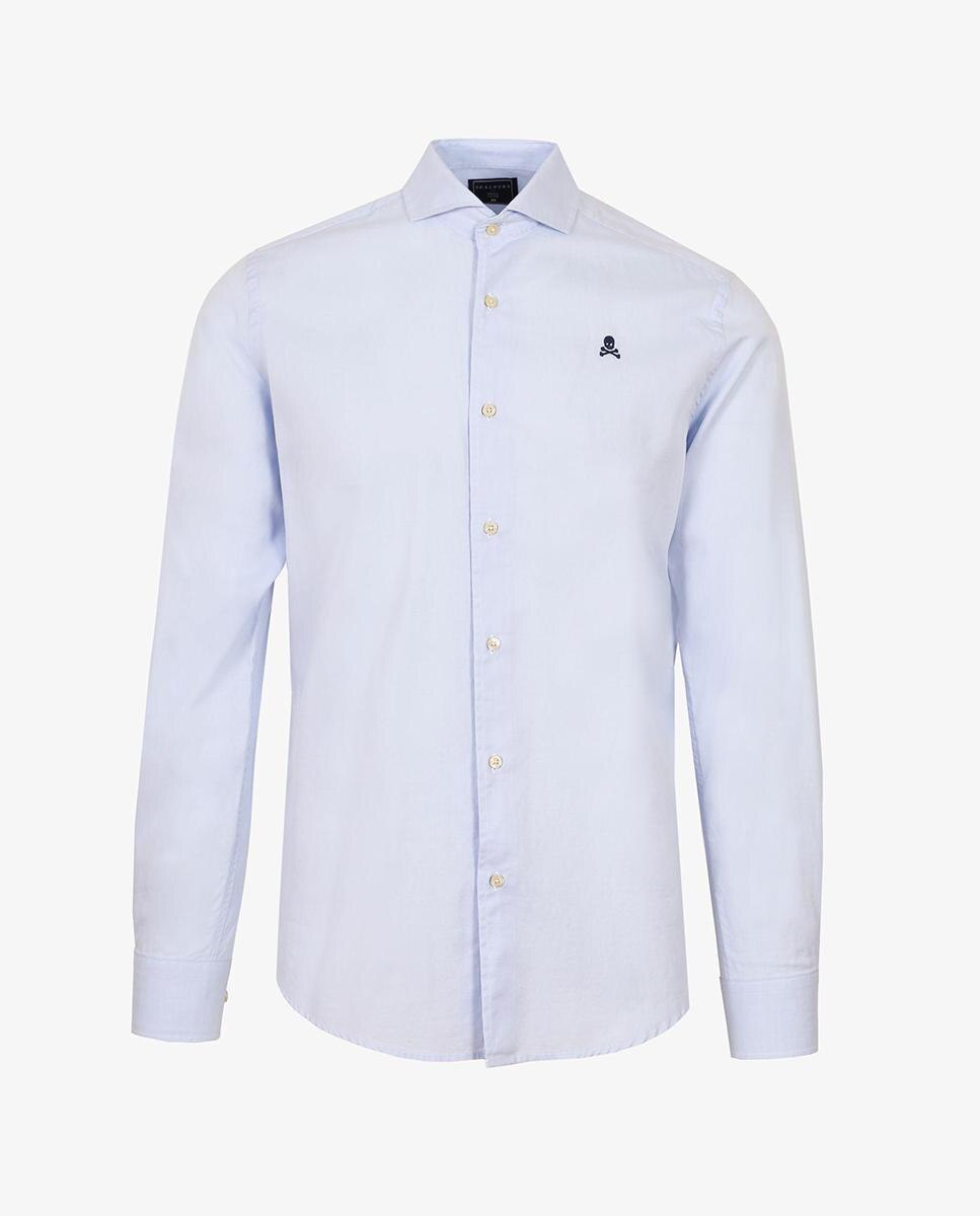 Camisa de Algodão Regular Fit Azul-claro-3