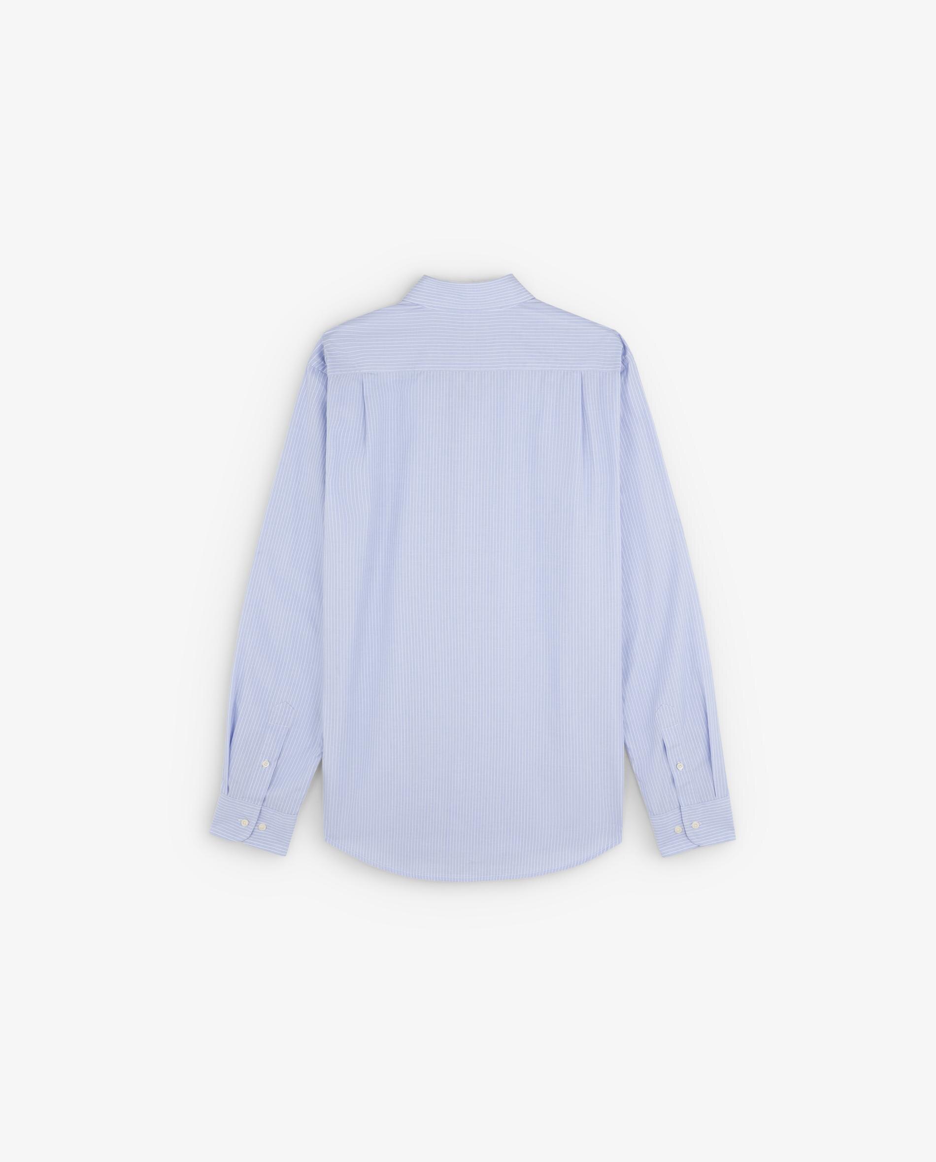 Camisa de Algodão Às Riscas Azul-7
