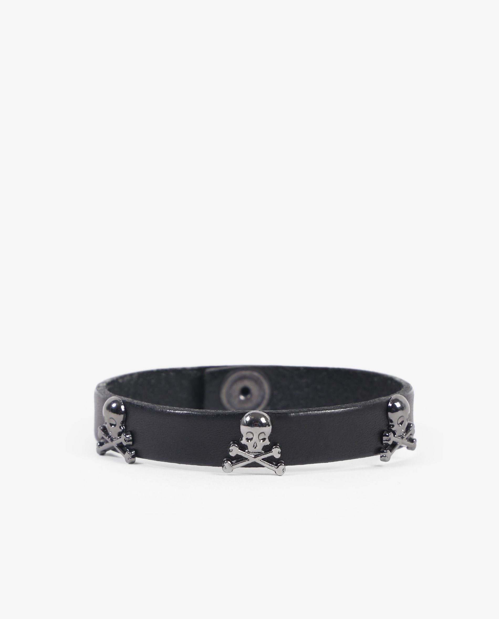 Pulseira de Pele em Preto Preto-1