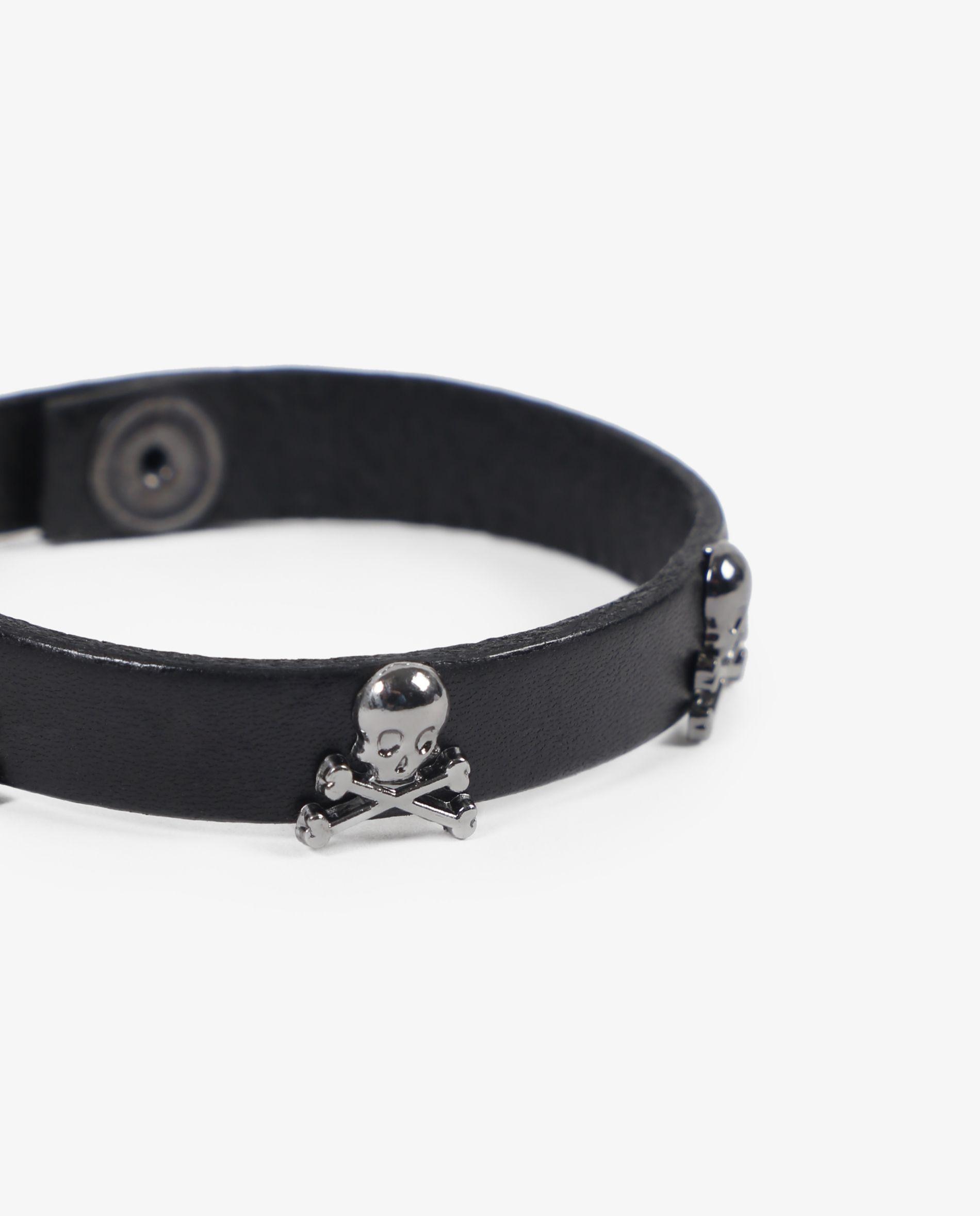 Pulseira de Pele em Preto Preto-3