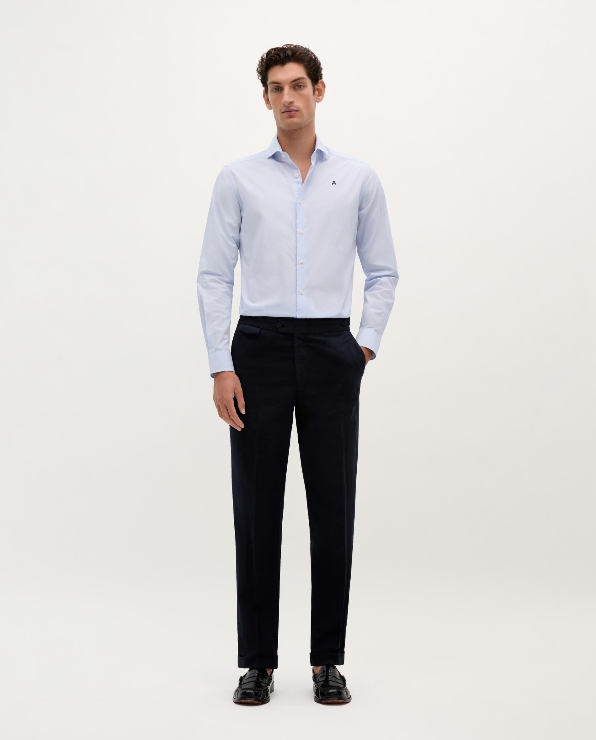 Camisa Regular Fit com Microestampado Aos Quadrados Azul-2