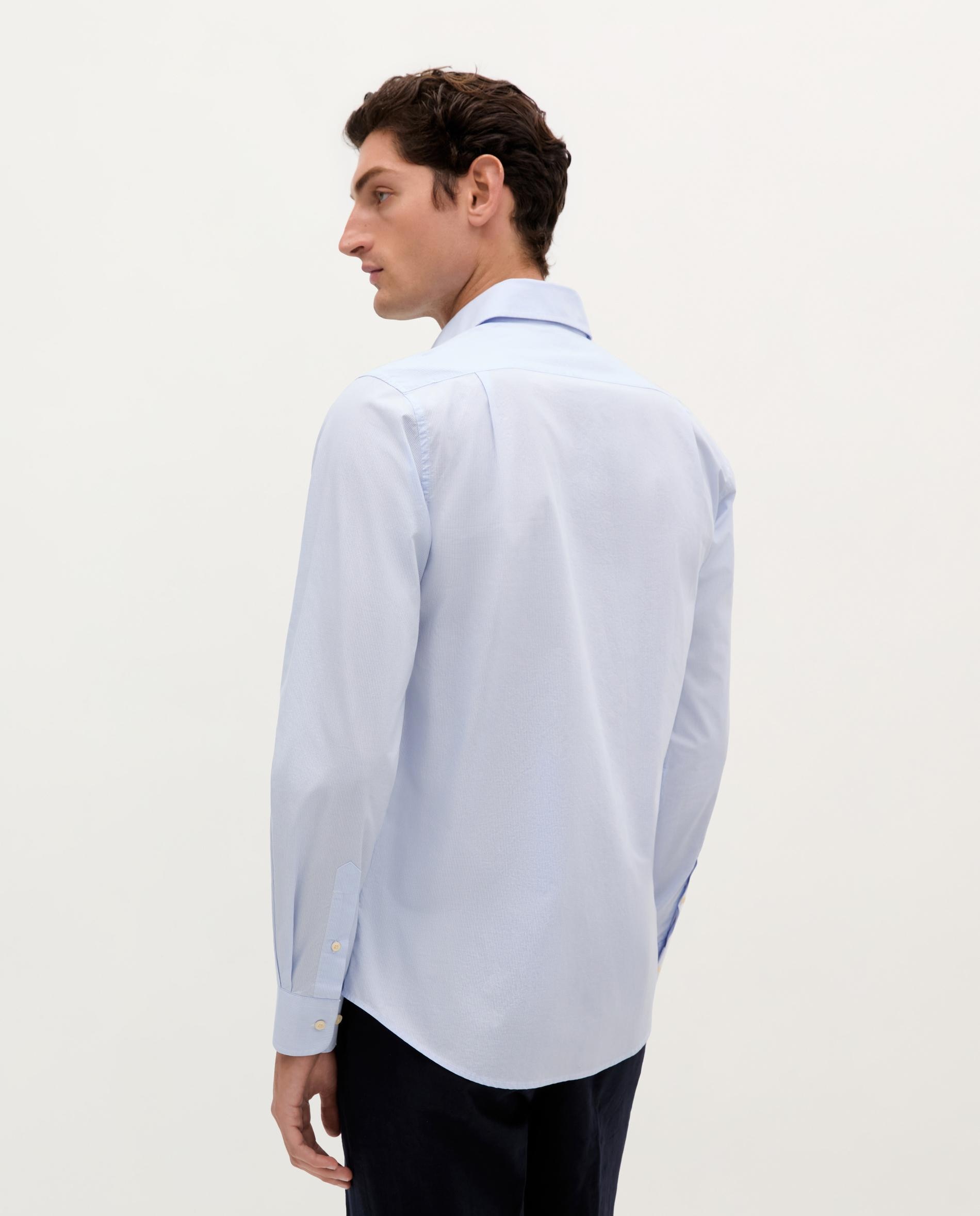 Camisa Regular Fit com Microestampado Aos Quadrados Azul-6