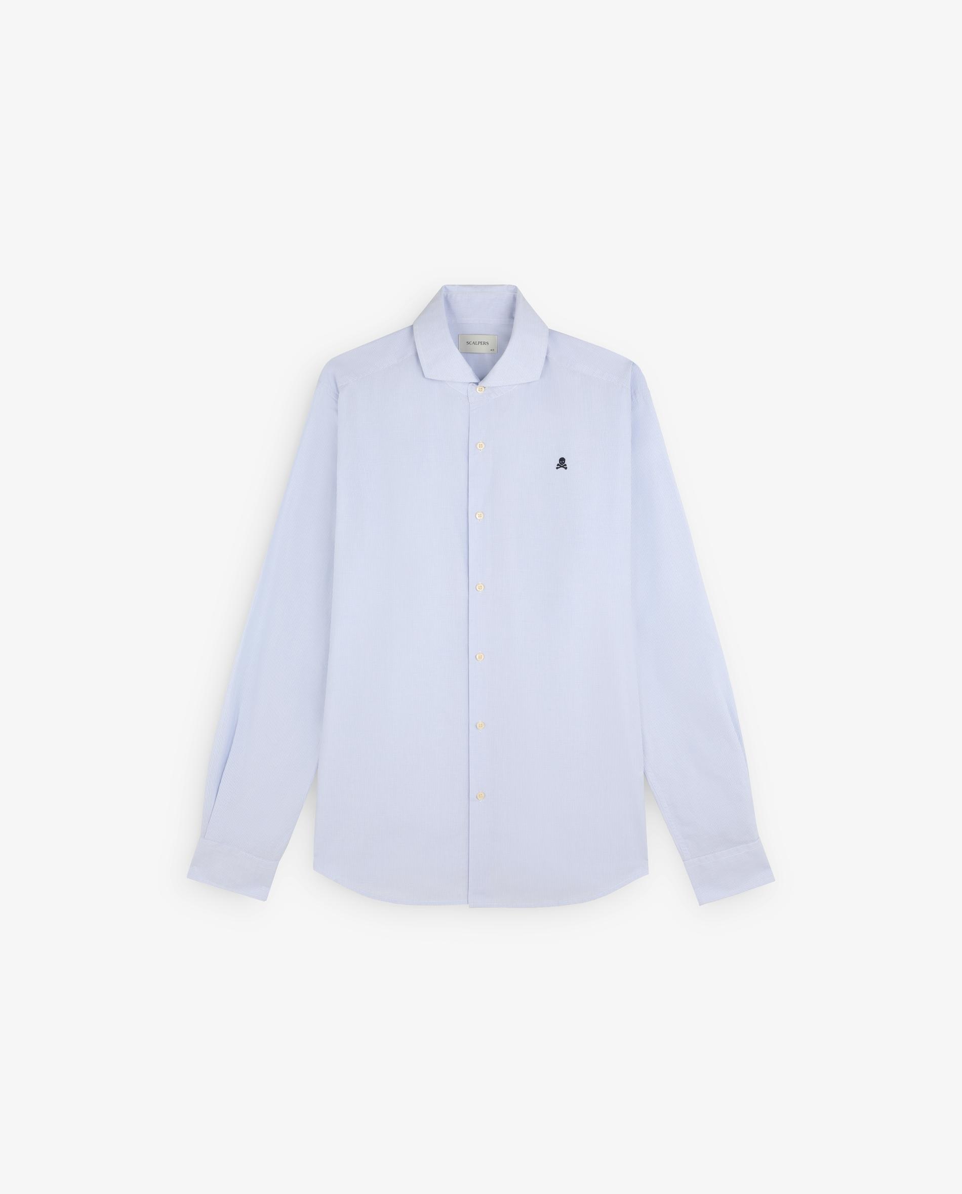 Camisa Regular Fit com Microestampado Aos Quadrados Azul-7
