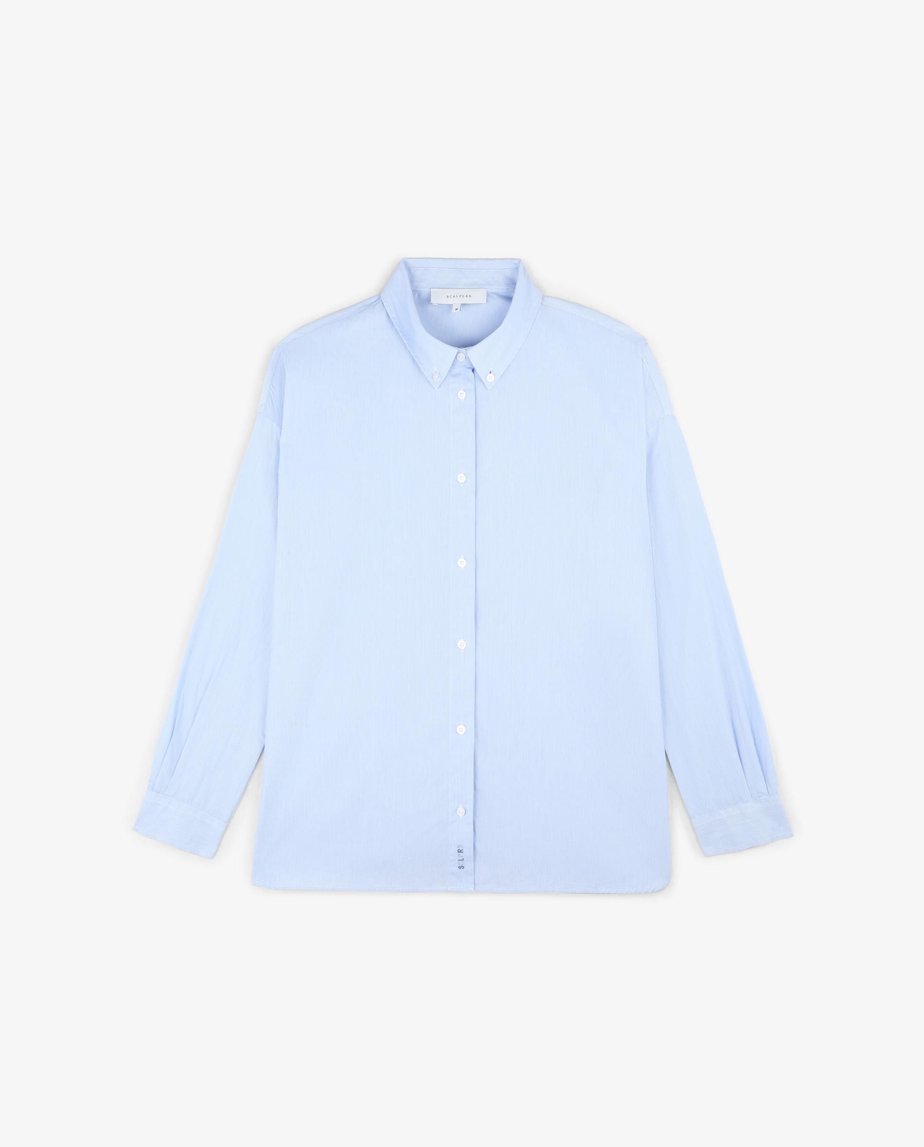 Camisa de Manga Comprida com Fecho de Botões nos Punhos Azul-5
