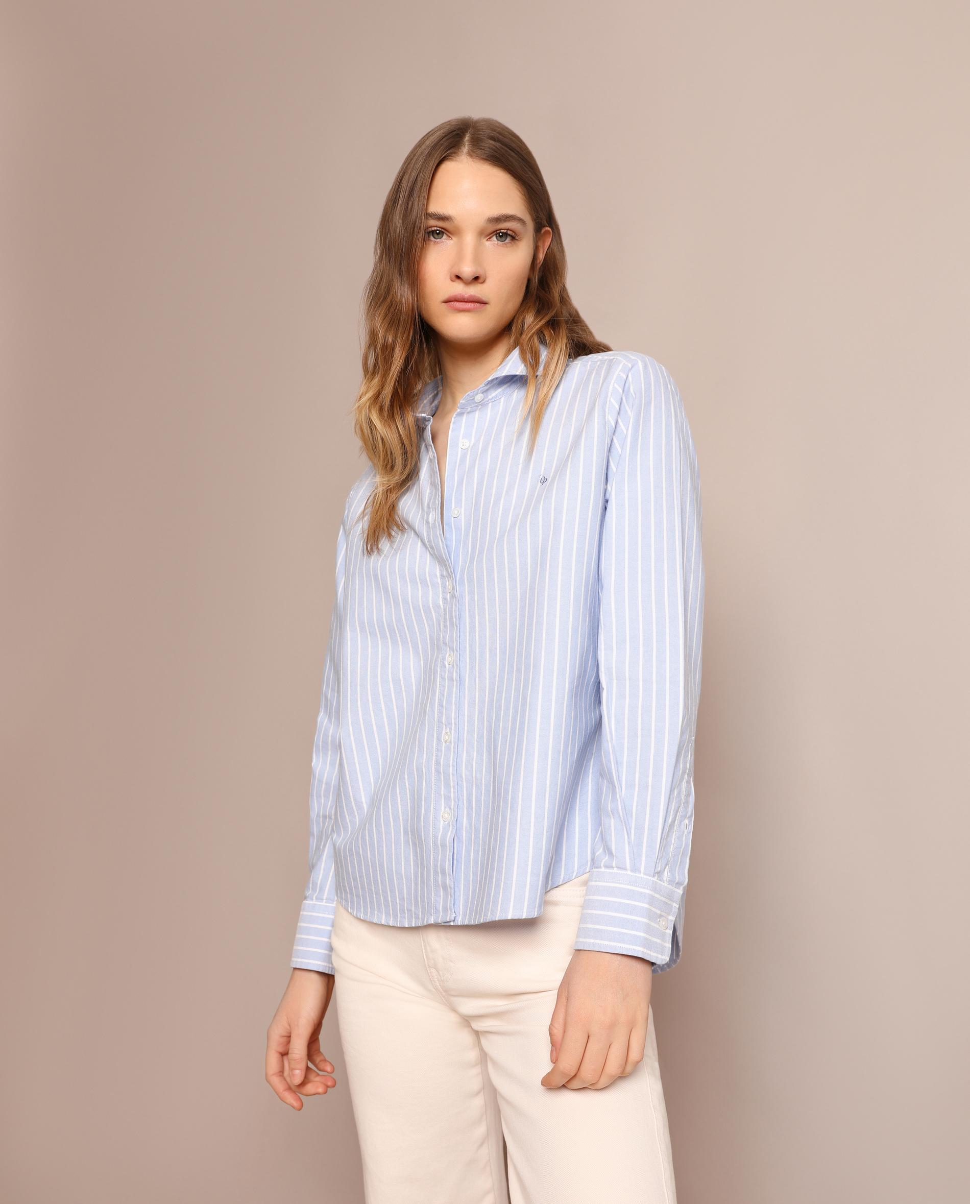Camisa de Manga Comprida e Gola Clássica Azul-2