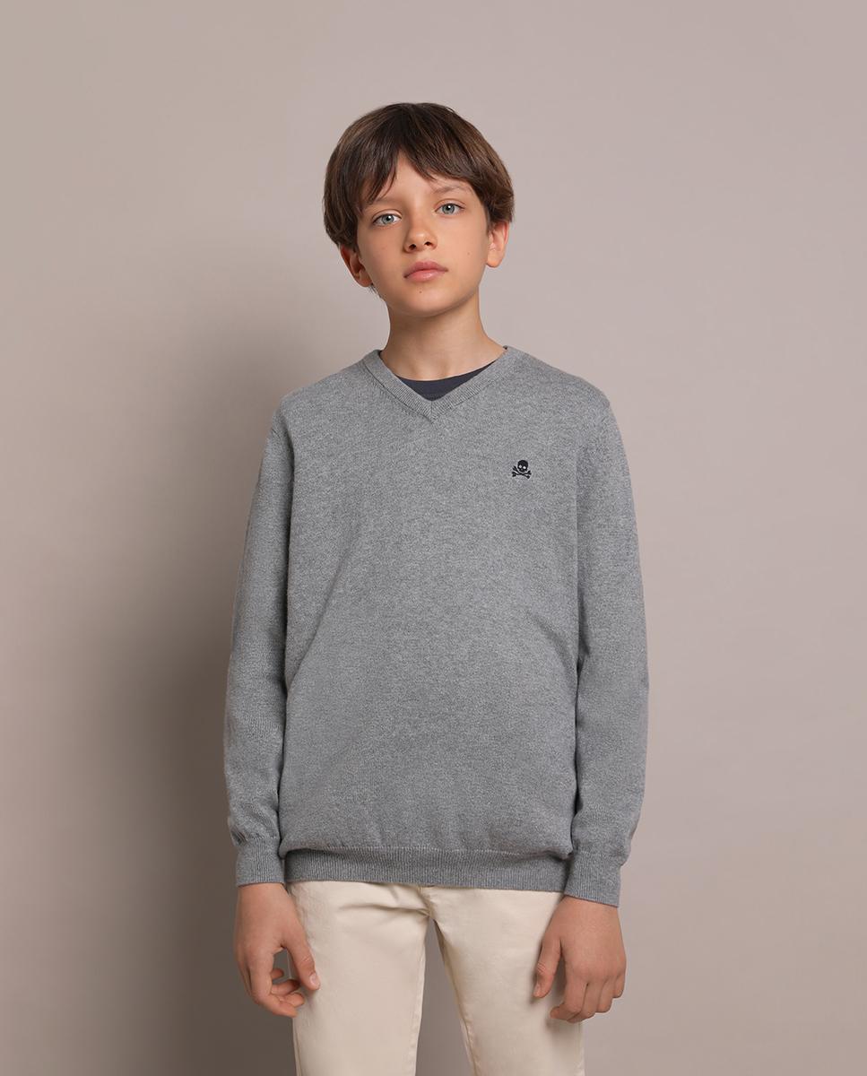 Imagem 0 de Camisola Infantil com Gola em V e Bordado