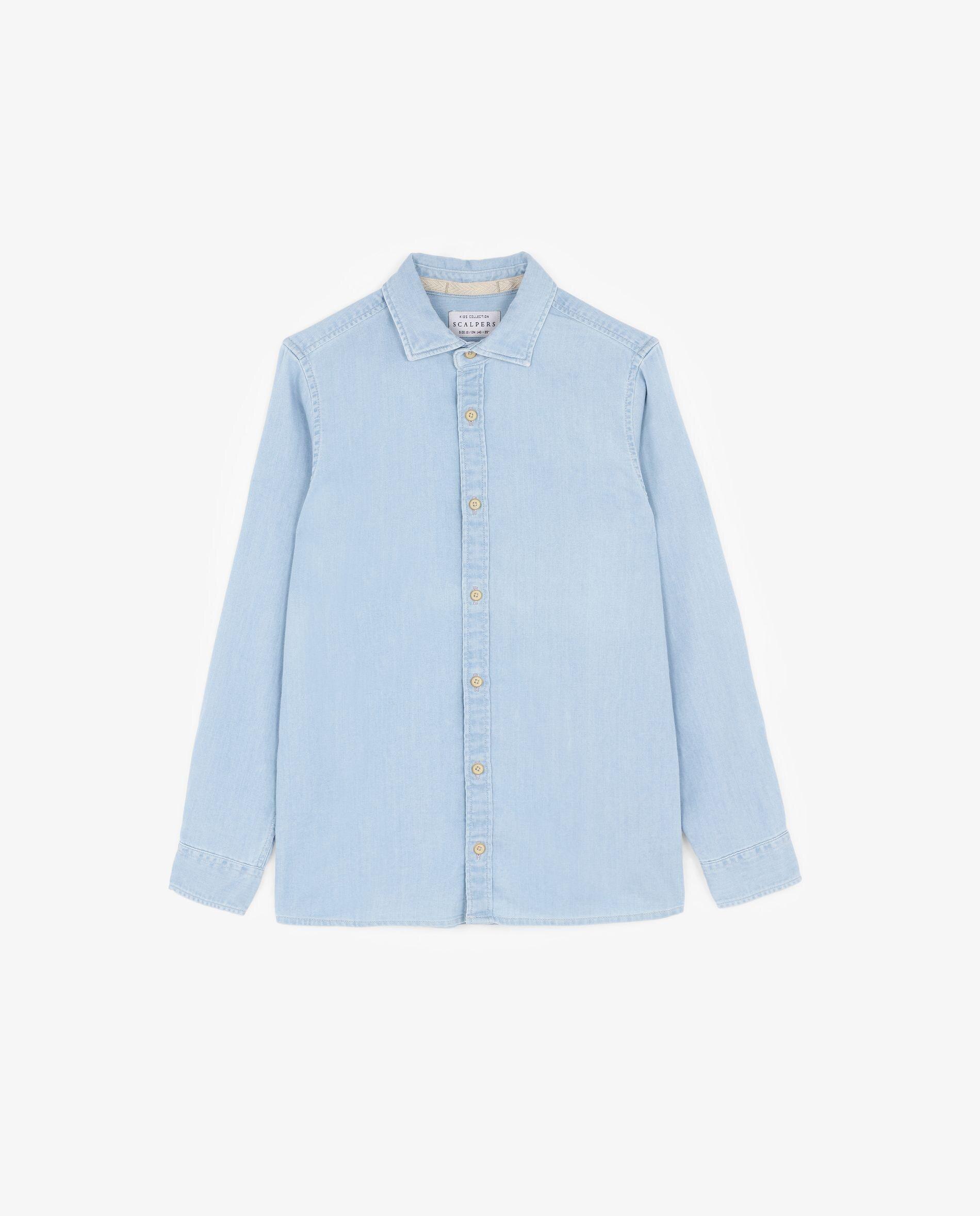 Camisa Denim de Manga Comprida Scalpers Azul-claro-6