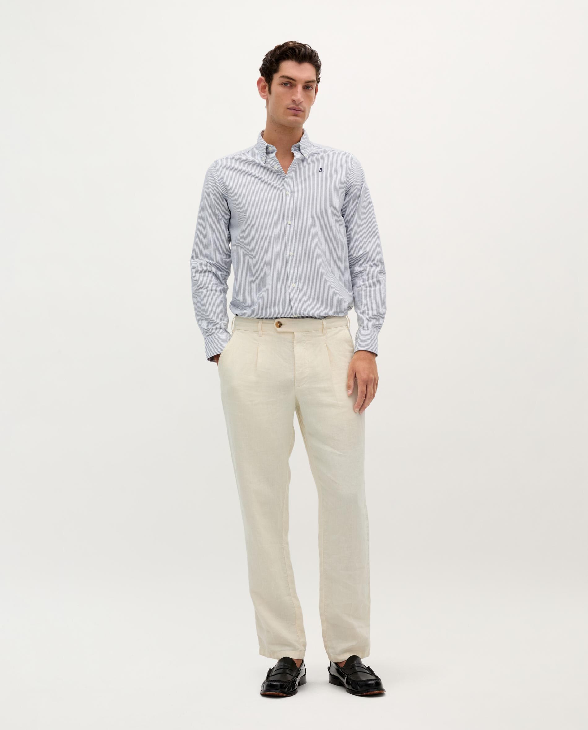 Camisa Oxford Regular Fit Às Riscas Azul-escuro-2