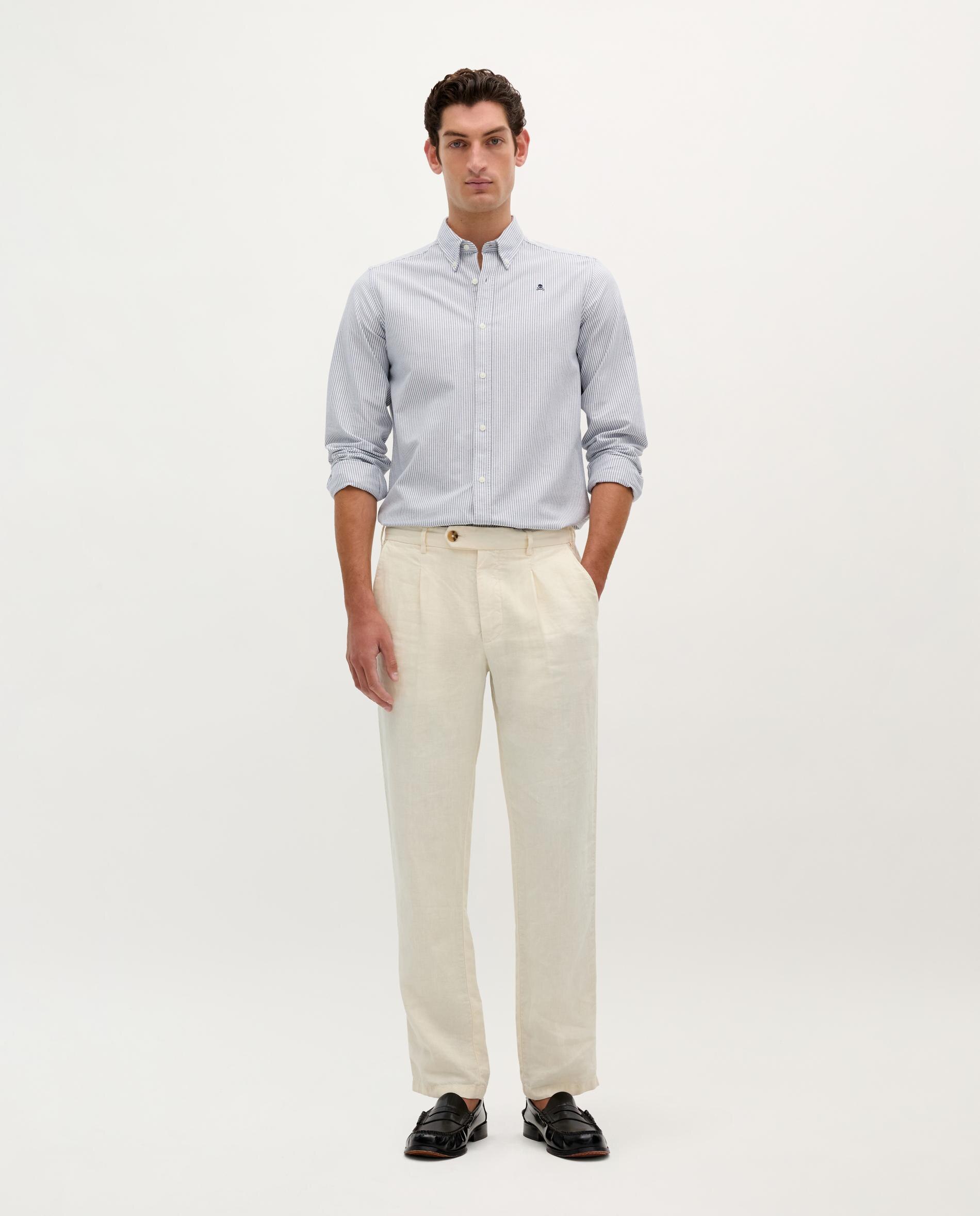 Camisa Oxford Regular Fit Às Riscas Azul-escuro-5