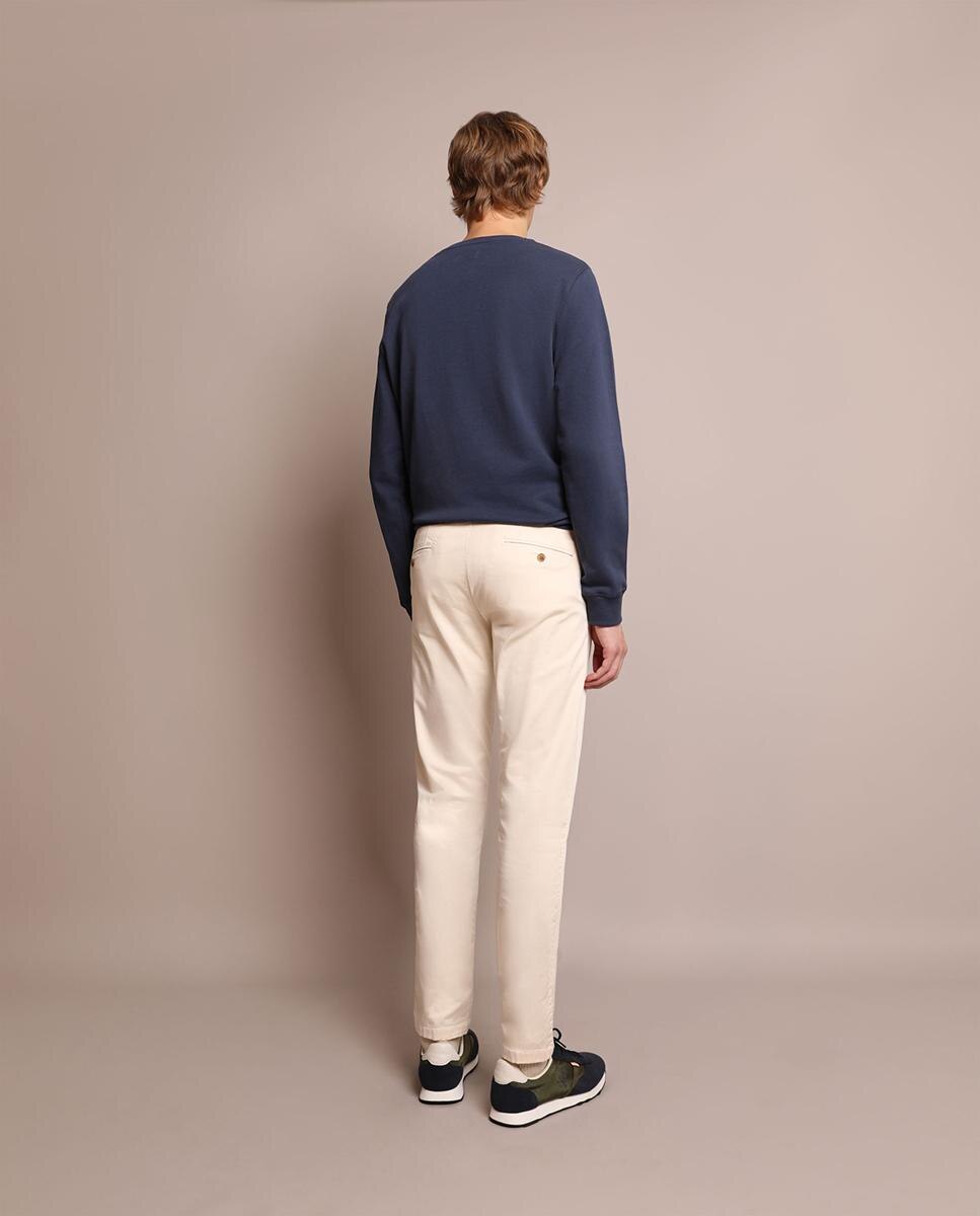 Calças Chino Slim Fit com Pinças Creme-3