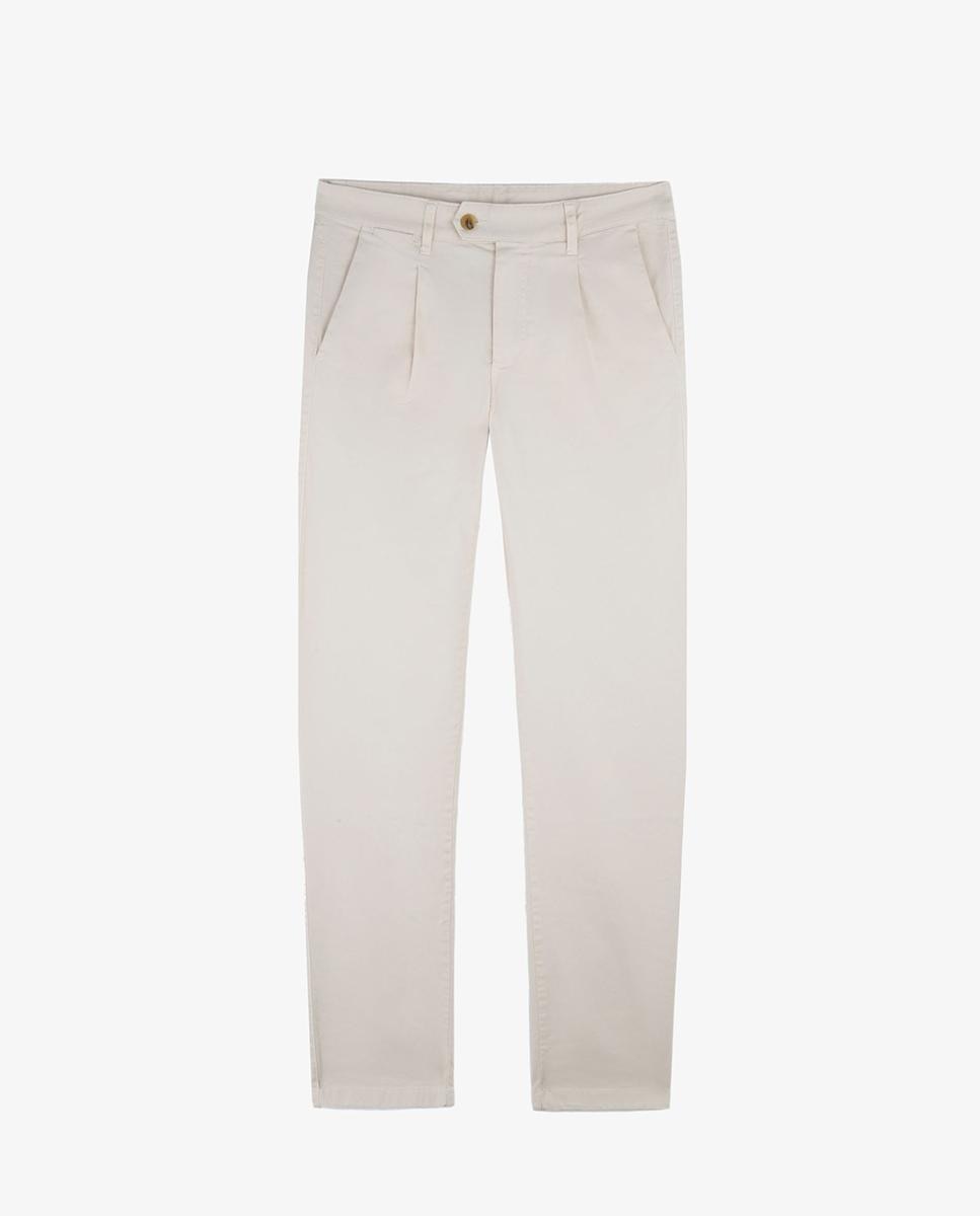 Calças Chino Slim Fit com Pinças Creme-5