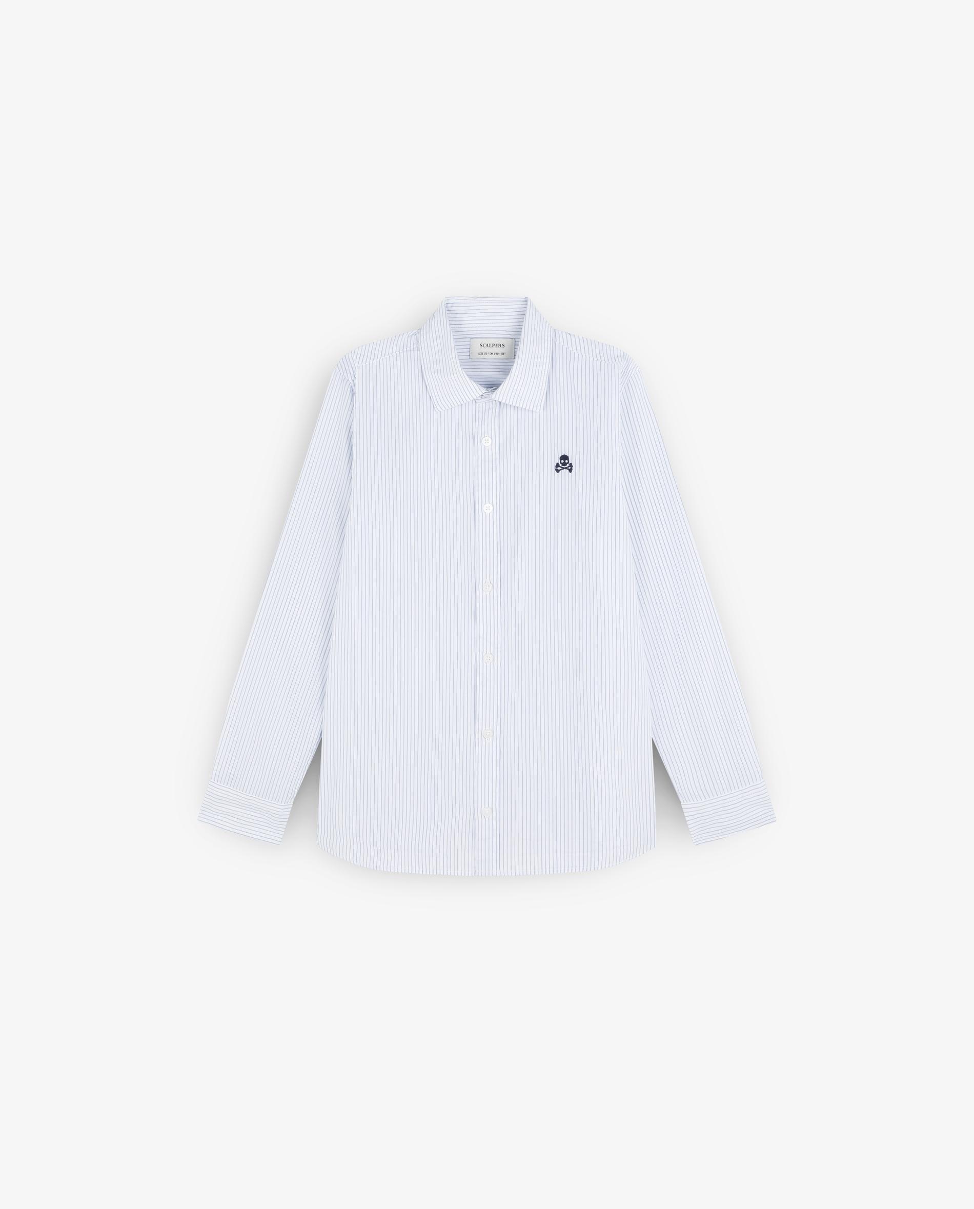 Camisa Infantil de Algodão com Caveira Bordada Scalpers Azul-4